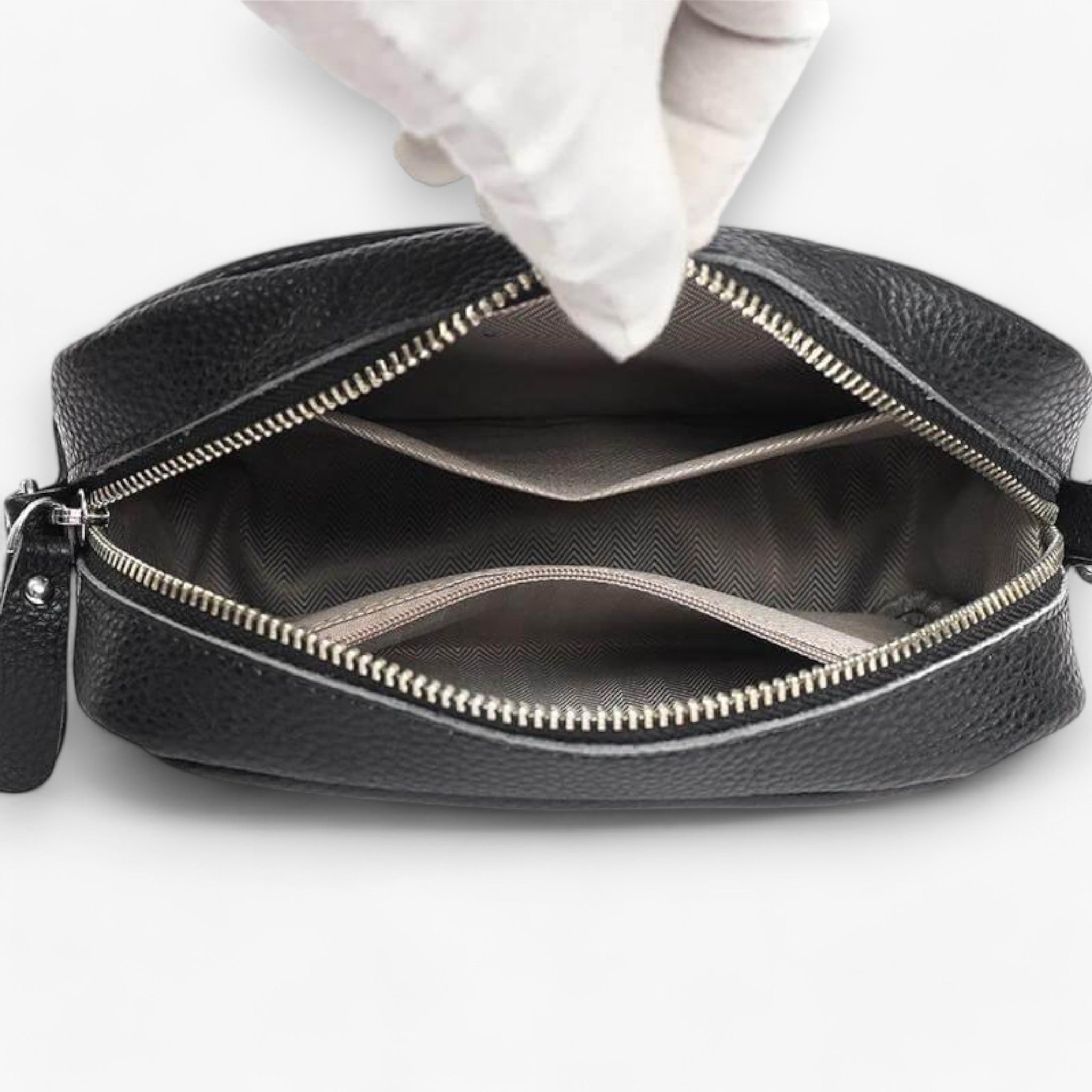 Borsa Crossbody Bag™ da donna in vera pelle, tracolla regolabile, colore nero - - ac bags borsa crossbody donna Old (Google) old_google pelle - Concept Palermo
