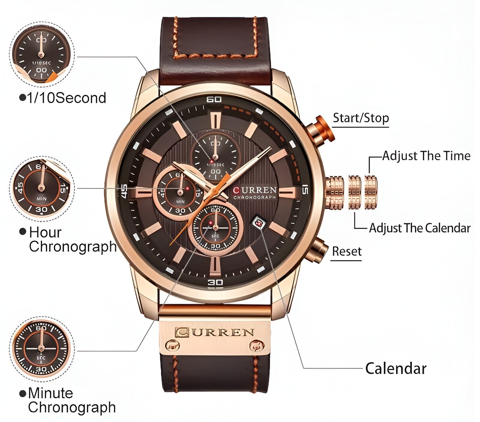 Orologio cronografo da polso CURREN per uomo - - cronografo curren orologio orologio cronografo polso uomo watch watches WATCHES FOR MEN wistwatches - Concept Palermo