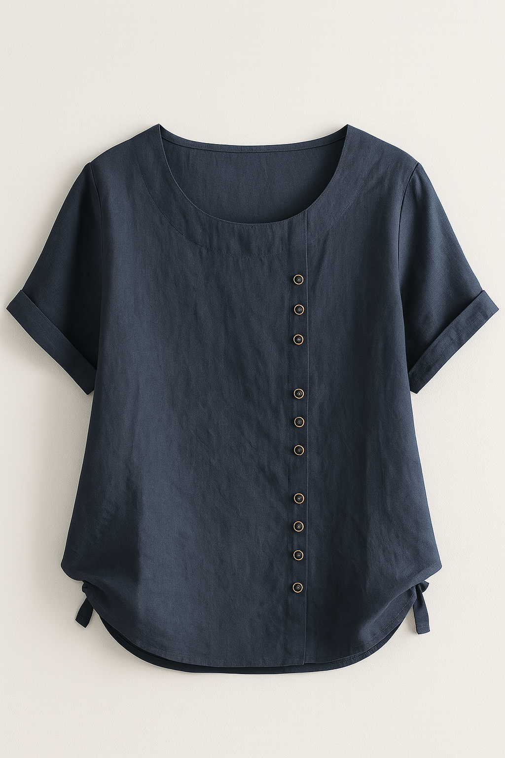Camicia Uomo Lino con Bottoni, Maniche Lunghe, Casual Estiva - Mørkeblå - apertura bottoni camicia camicia lino Fashion & Casual Frauen Oberteil lino uomini women's top clothes - Concept Palermo