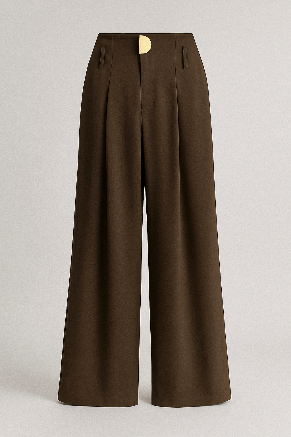 Pantaloni femminili a vita alta con pieghe Lana - Marrone scuro - alta fashion femminili lana modern women's fashion pantaloni pantaloni femminili pants pieghe vita WOMEN womens fashion - Concept Palermo