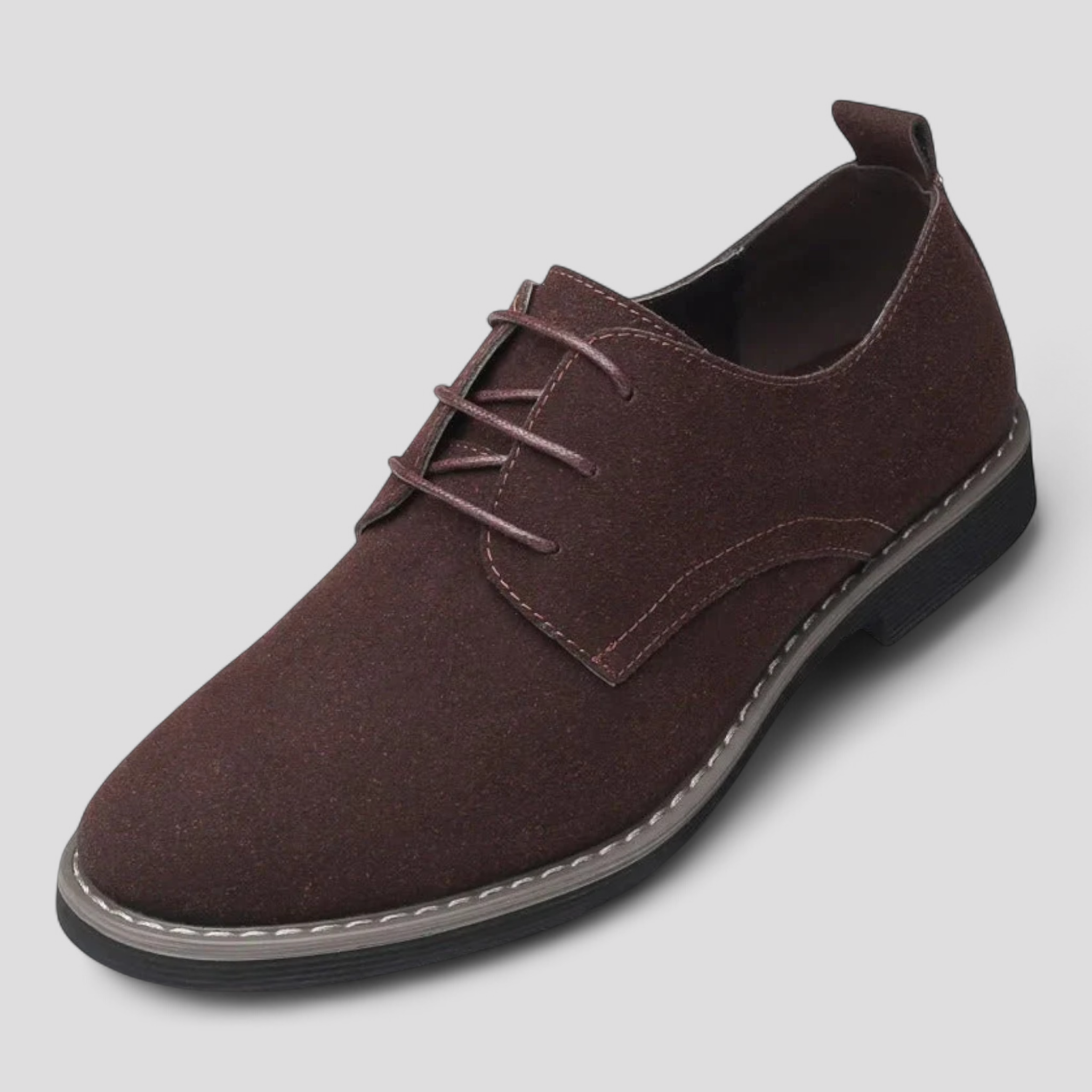 Scarpe Stringate Uomo in Vera Pelle Scamosciata Eleganti Casual - Caffè - Men's Shoes pelle scamosciata scarpe scarpe stringate shoes stringate uomo - Concept Palermo
