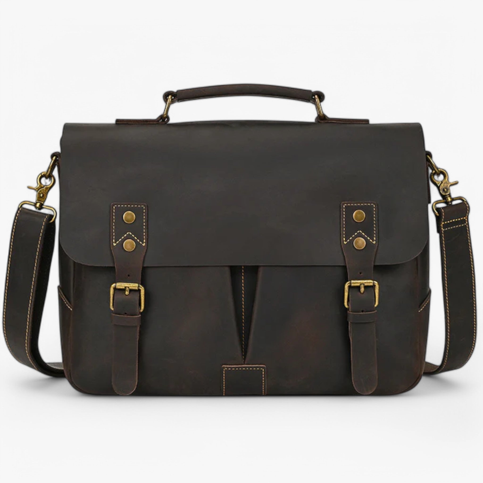 Borsa per laptop in pelle con tracolla Donna - Marrone scuro Grandi dimensioni - accessoires bags borsa borsa laptop donna laptop pelle tassen tracolla - Concept Palermo