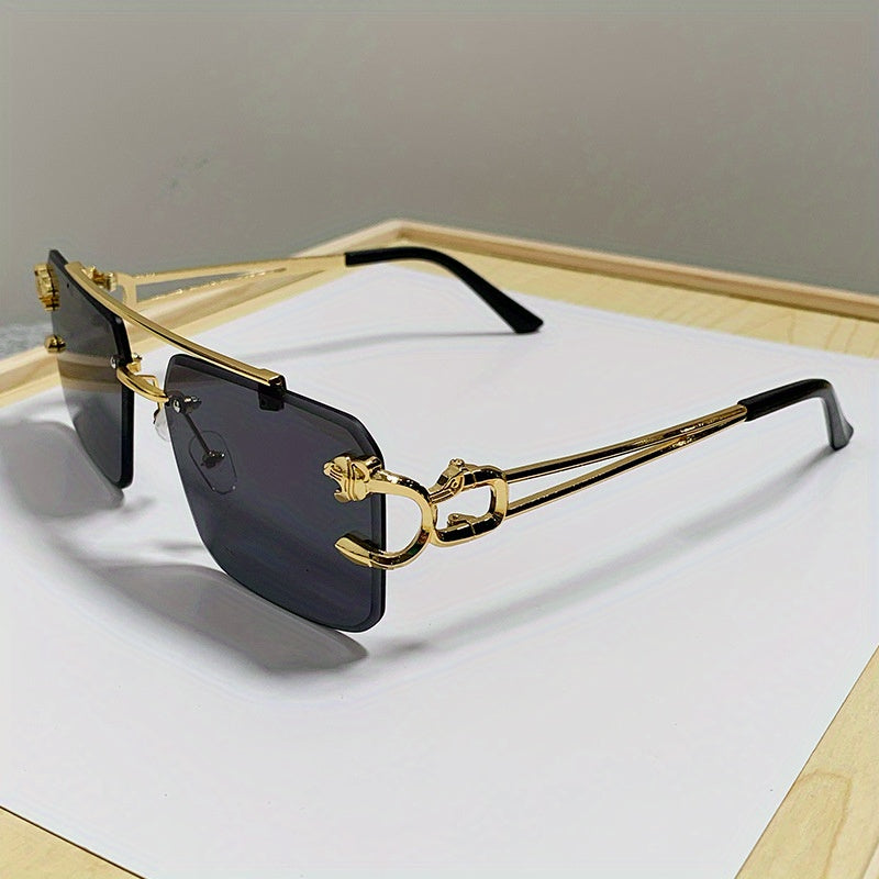 Occhiali da Sole Uomo Quadrati Oro Senza Montatura, Eleganti e alla Moda - Grigio - alla Fashion Sunglasses moda montatura occhiali paio paio occhiali quadrati sole Sunglasses - Concept Palermo