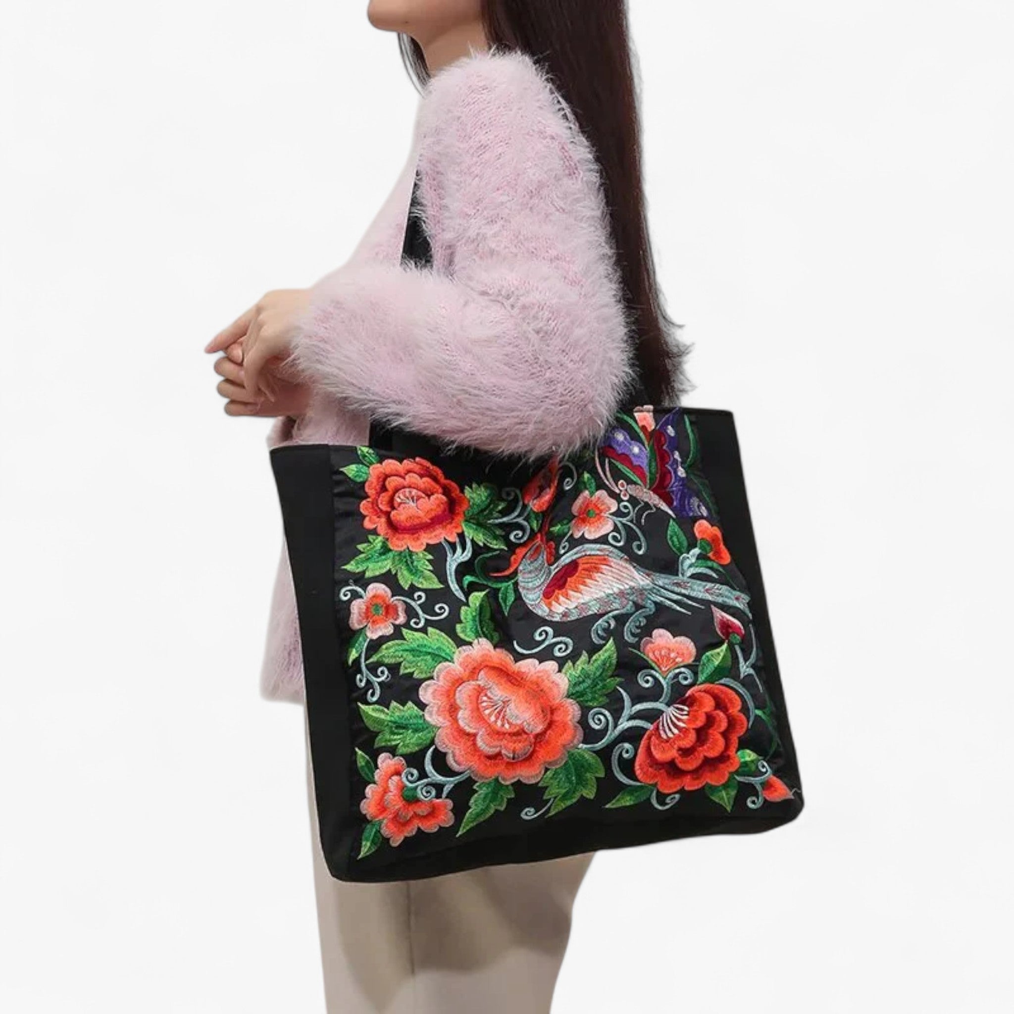 Borsa a Tracolla Donna in Ecopelle Nera Grande con Tasche Multiple - Rosso Arancione - Bags borsa borsa pratica handbags pratica tote bag Women's handbags - Concept Palermo