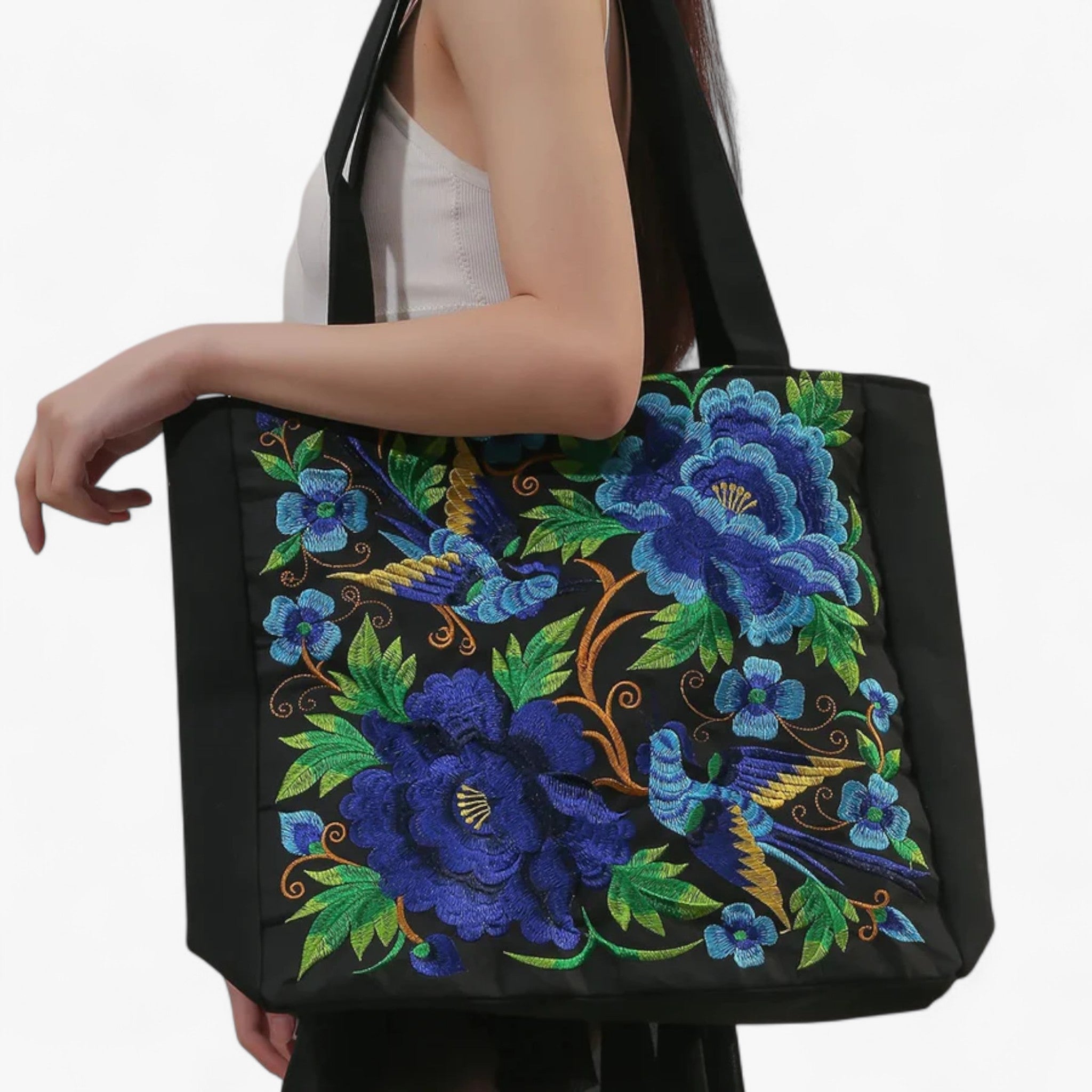 Borsa a Tracolla Donna in Ecopelle Nera Grande con Tasche Multiple - Blu - Bags borsa borsa pratica handbags pratica tote bag Women's handbags - Concept Palermo