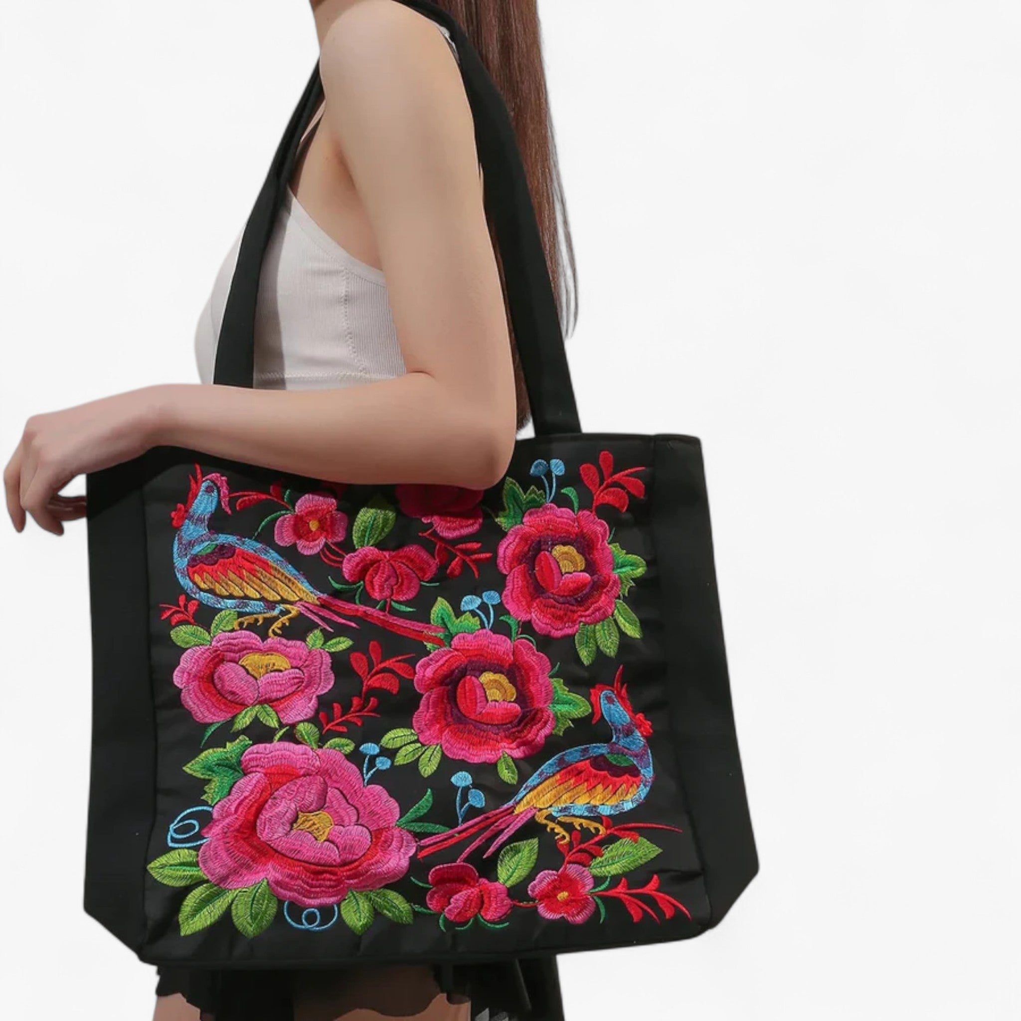 Borsa a Tracolla Donna in Ecopelle Nera Grande con Tasche Multiple - Rosa - Bags borsa borsa pratica handbags pratica tote bag Women's handbags - Concept Palermo