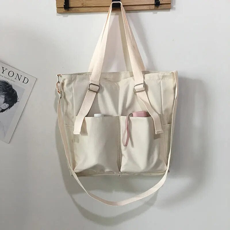 Borsa di tela grande impermeabile - Bianco - Bags borsa borsa tela canvas bag handbags impermeabile Shoulder Bags tela tote bag tote bags women bags Women's handbags - Concept Palermo