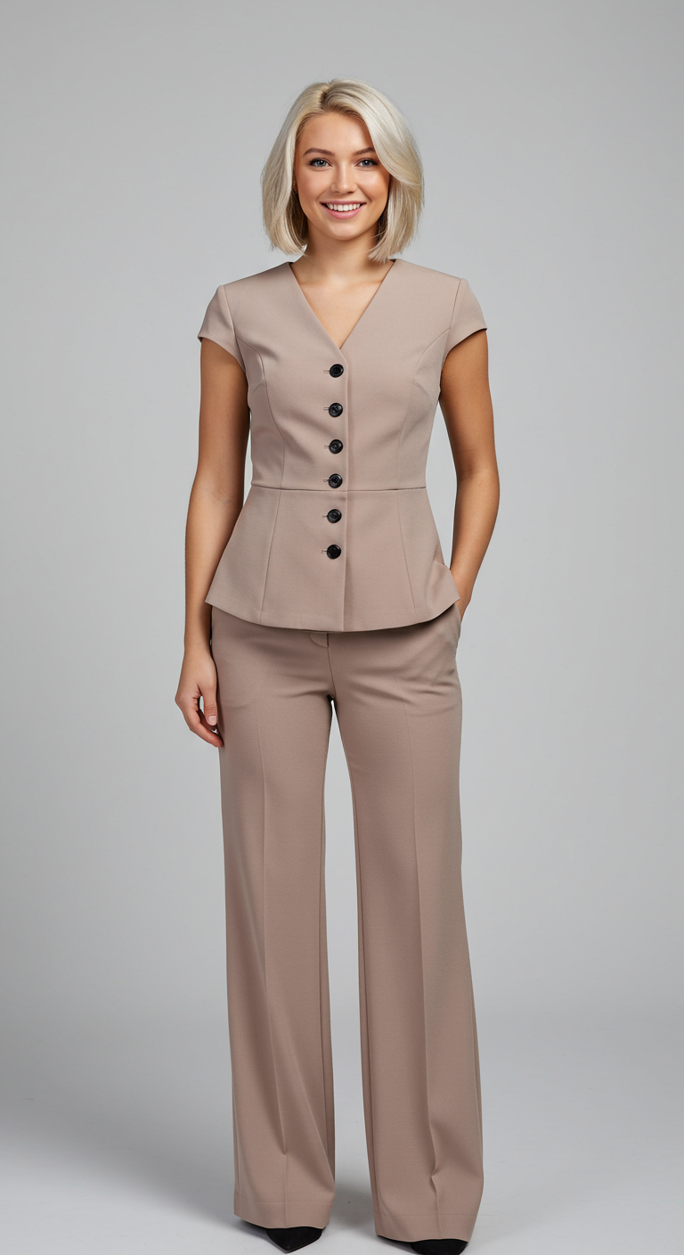 Completo Lino Donna Nero Elegante con Top e Pantaloni Vita Alta S-L - - abbigliamento casual comfort ottimale completo completo donna completo elegante donna look elegante materiale leggero moda femminile outfit estivo outfit sets pantaloni pantaloni coordinati set di abbigliamento top con decolté a V - Concept Palermo