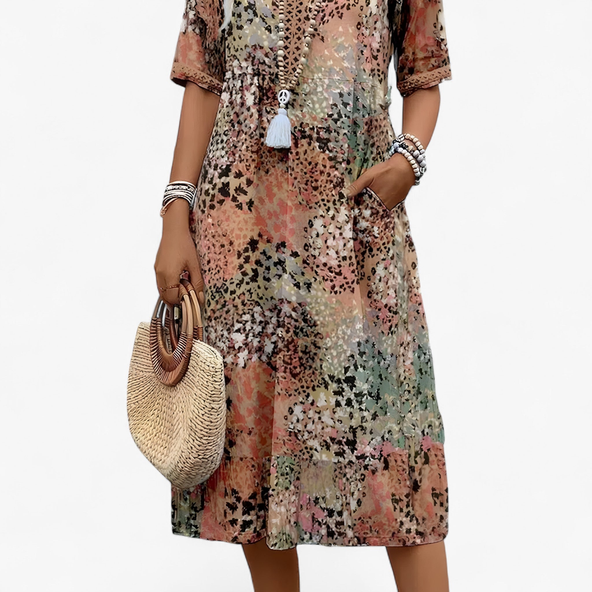 Abito Midi Floreale Donna Elegante Estivo per Cerimonia e Eventi Speciali - - donna dresses floreale stampa vestito vestito stampa - Concept Palermo