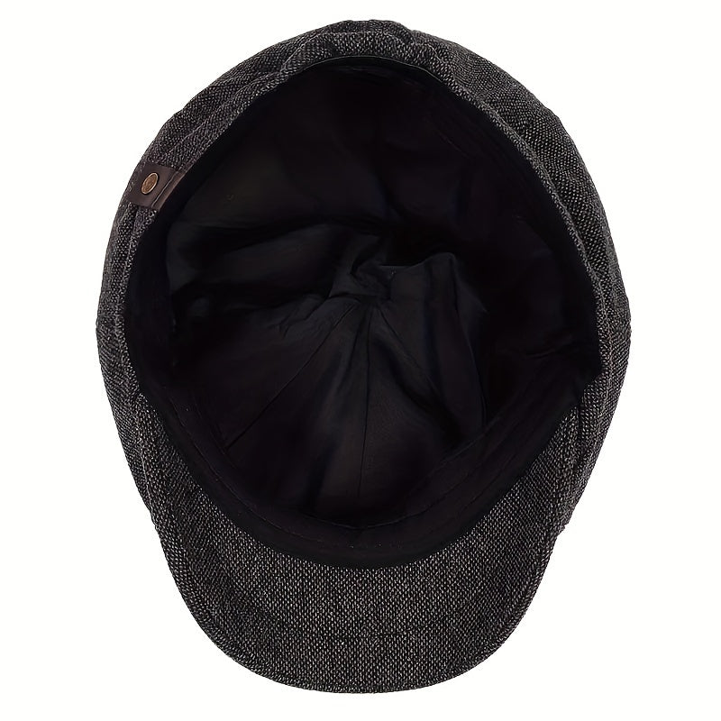 Cappellino retrò con otto pannelli in tessuto tweed a spina di pesce, berretto casual a righe Lino Uomo - - berretto cappellino cappellino retr caps casual hats lino men's hat otto pannelli - Concept Palermo
