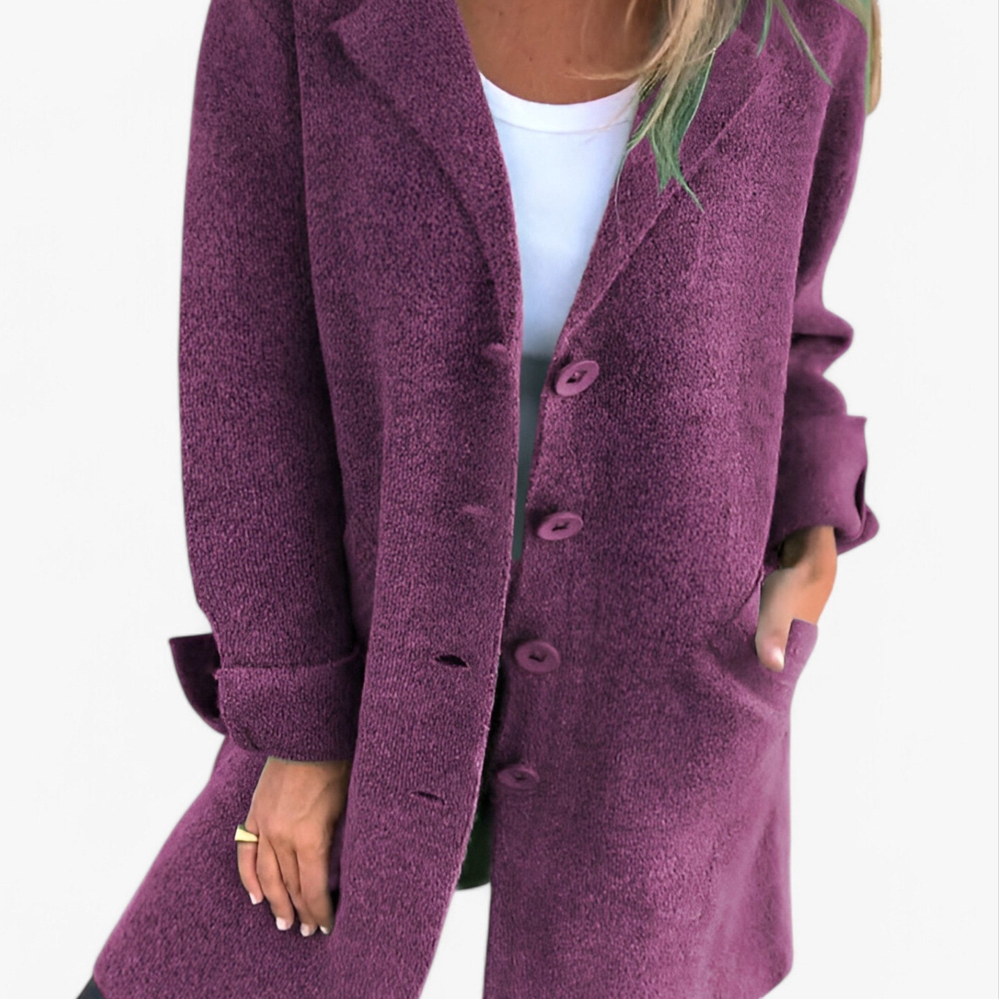 Giacca di Lana da Donna Elegante - Calda e Morbida, Vari Colori e Taglie - Viola - alla blazer calda Coat giacca giacca lana lana moda WOMEN women's coats & jackets - Concept Palermo