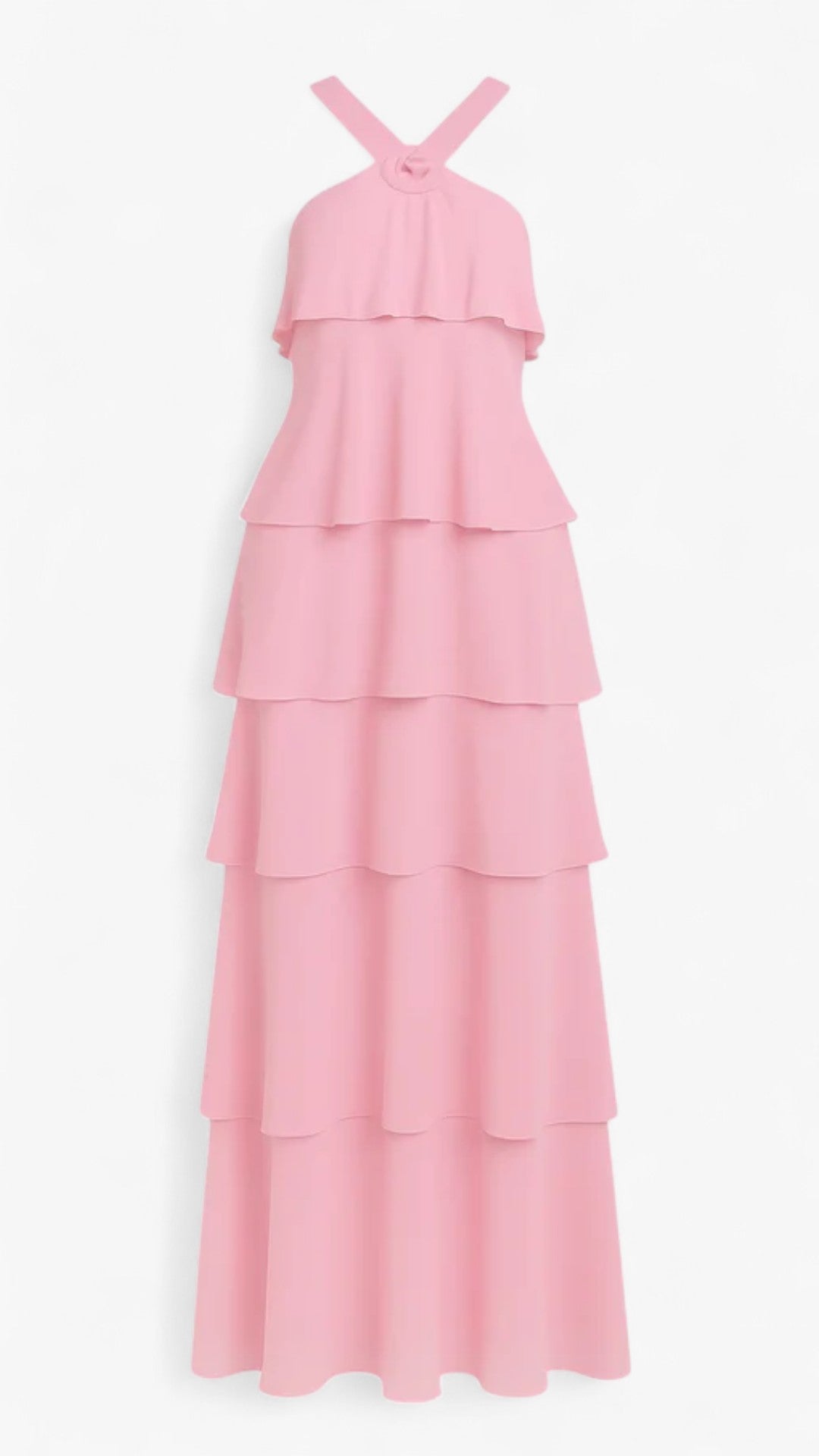 Vestito Donna Elegante a Collo Alto con Fiori 3D, Strati e Dettagli Floreali - Rosa - casual dresses collo donna Dresses fiori strati vestito vestito collo - Concept Palermo