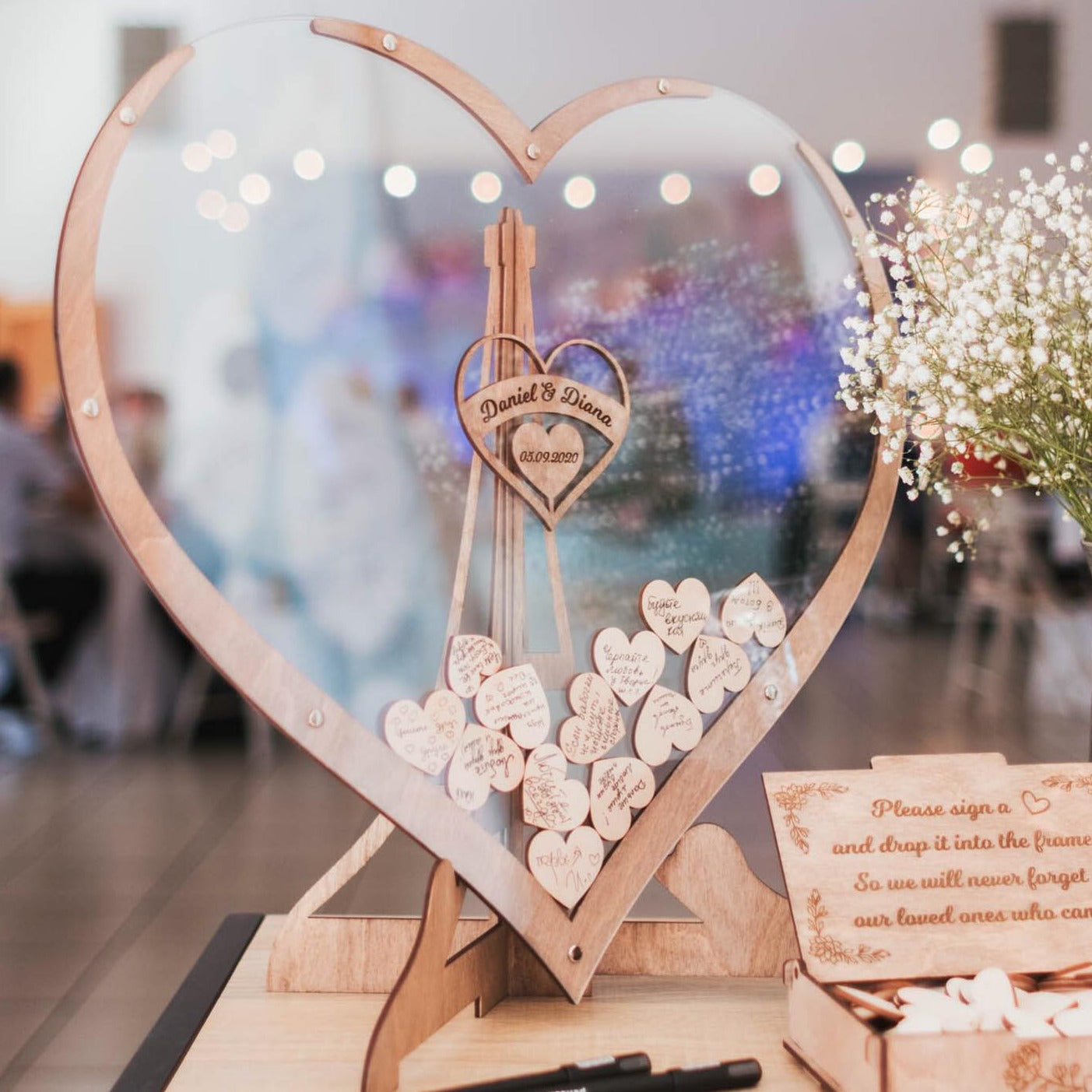 Libro degli ospiti a forma di cuore Crea ricordi - Ricordi sinceri (60 cuori) - crea cuore Decoration degli forma guestbook heart shape home & garden home decor libro libro degli ospiti wedding decor wooden heart shape - Concept Palermo
