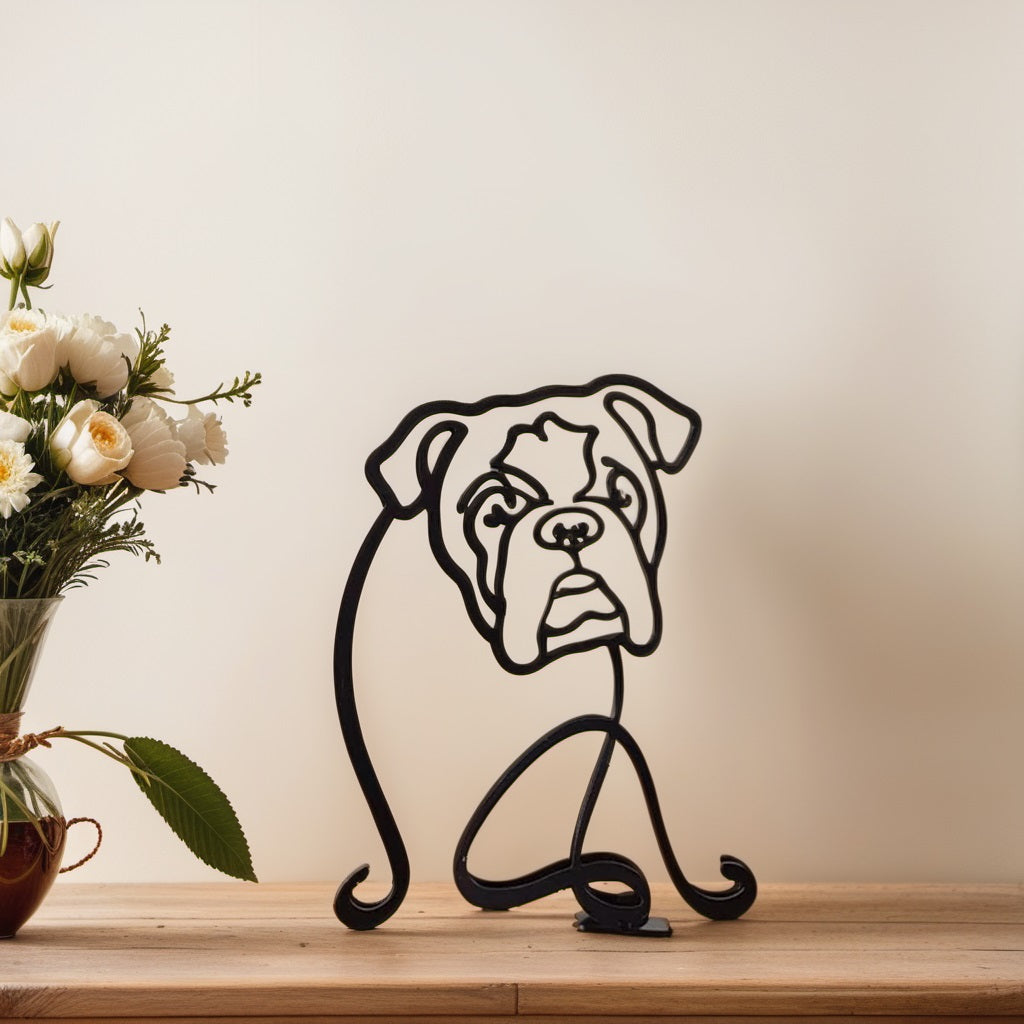 Scultura Astratta Moderna Cane Uomo in Resina, Statua Decorativa Design Unico per Interni - Bulldog inglese - astratte cani home & garden sculture sculture astratte showvariant uomo - Concept Palermo