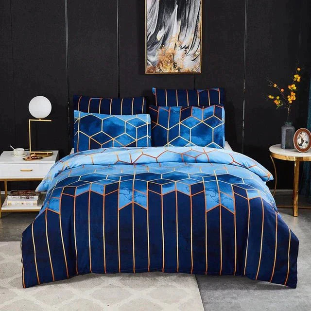 Luxe Layer - Copriletto 'Motivo geometrico' rinfrescante e traspirante Pelle - Blu - Bedding bedsheets copriletto geometrico home & garden layer luxe luxe layer motivo pelle - Concept Palermo