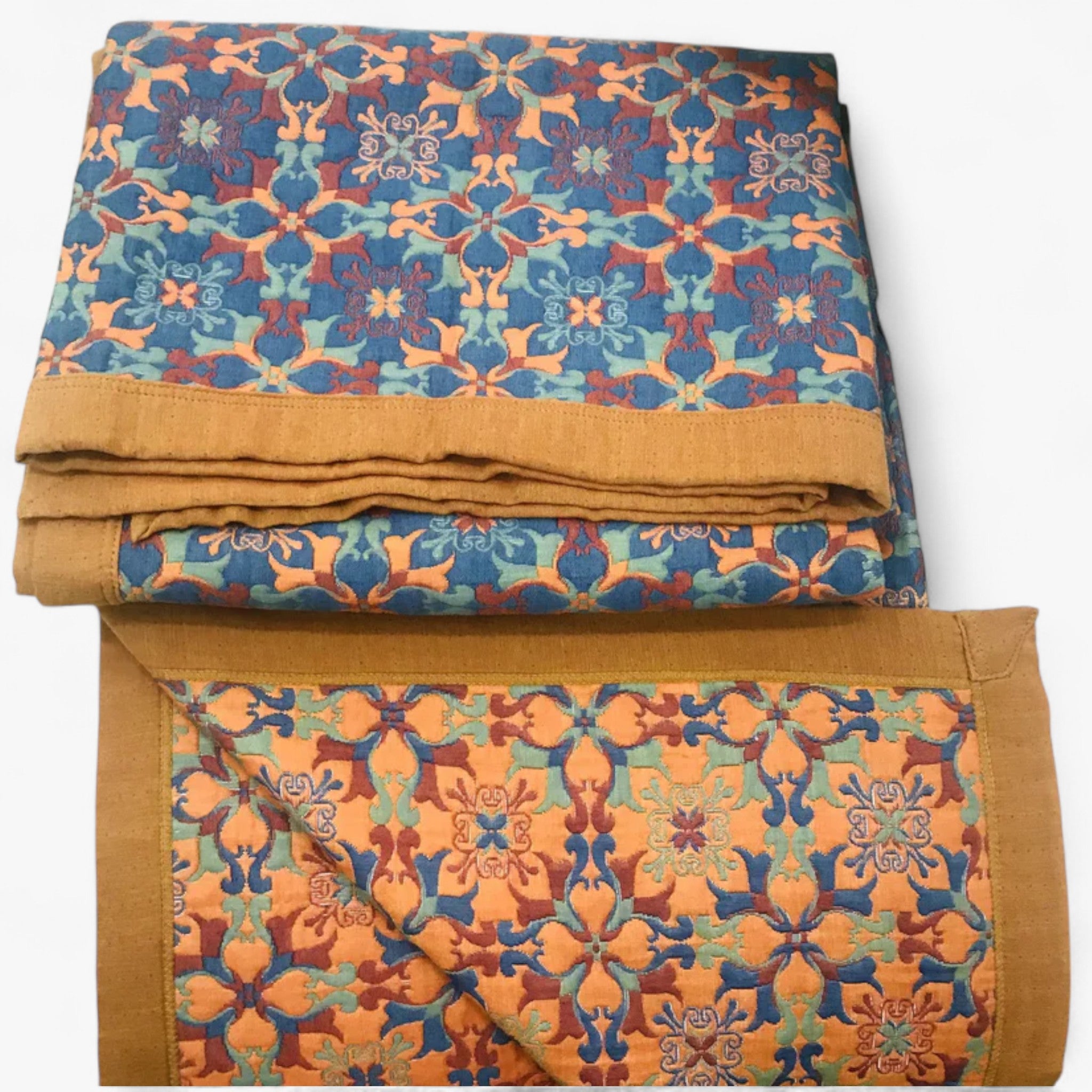 Quilt in cotone a sei strati con motivo arancione e blu - - Blanket comforter cotone home & garden motivo quilt quilt cotone quilts strati - Concept Palermo