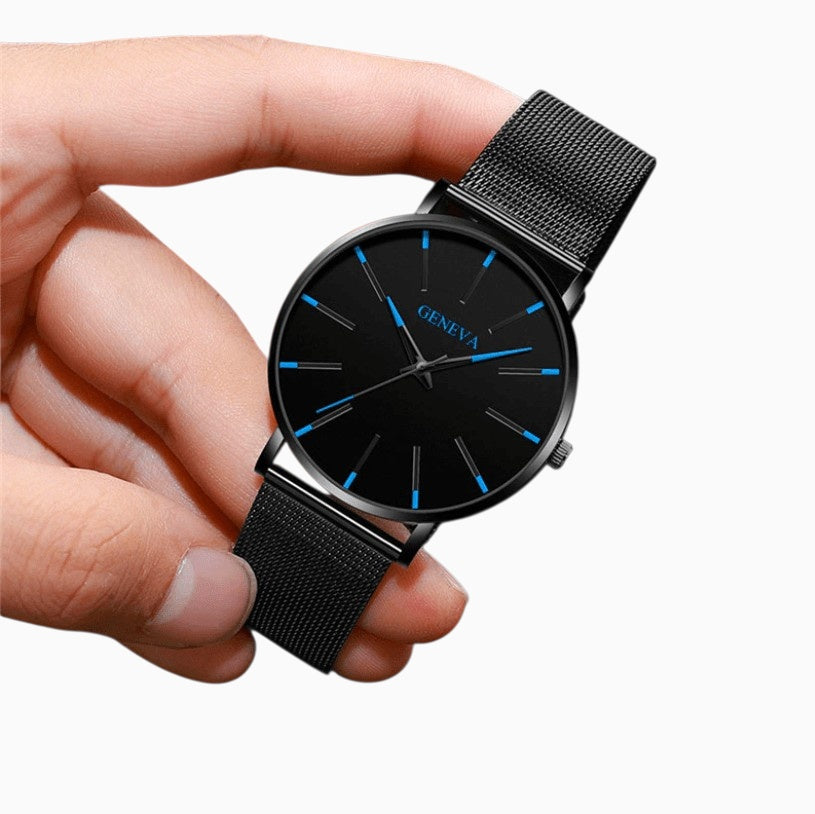 Orologio Uomo Elegante Nero Ultrasottile in Vera Pelle con Cinturino Sottile - - BFCM business new_for_google_may orologio orologio business ultrasottile uomo Watches Wristwatch - Concept Palermo
