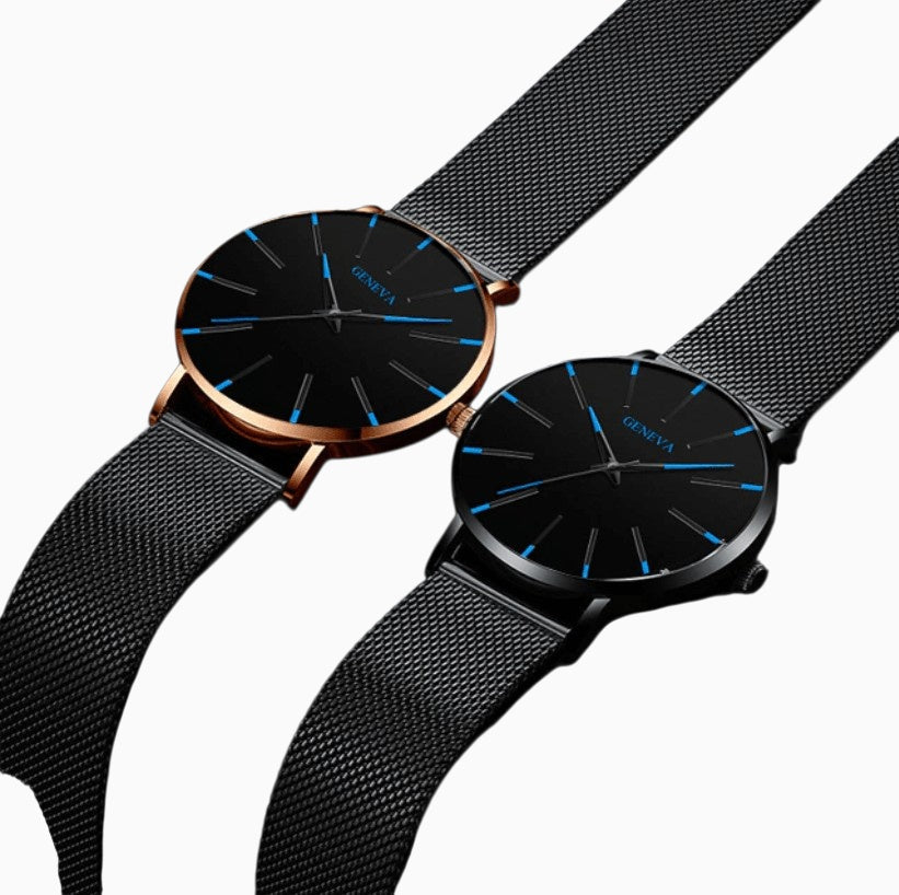 Orologio Uomo Elegante Nero Ultrasottile in Vera Pelle con Cinturino Sottile - - BFCM business new_for_google_may orologio orologio business ultrasottile uomo Watches Wristwatch - Concept Palermo
