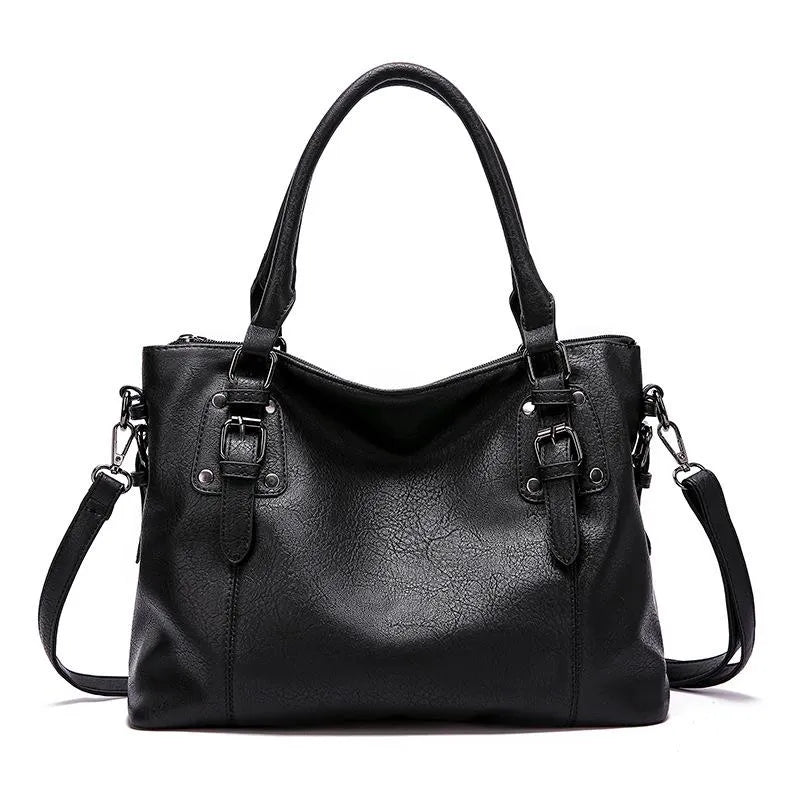 Borsa a Tracolla Donna in Vera Pelle Nera, Elegante con Patta e Chiusura Magnetica - - Bags borsa borsa tracolla chic donna handbags pelle tracolla women bags - Concept Palermo
