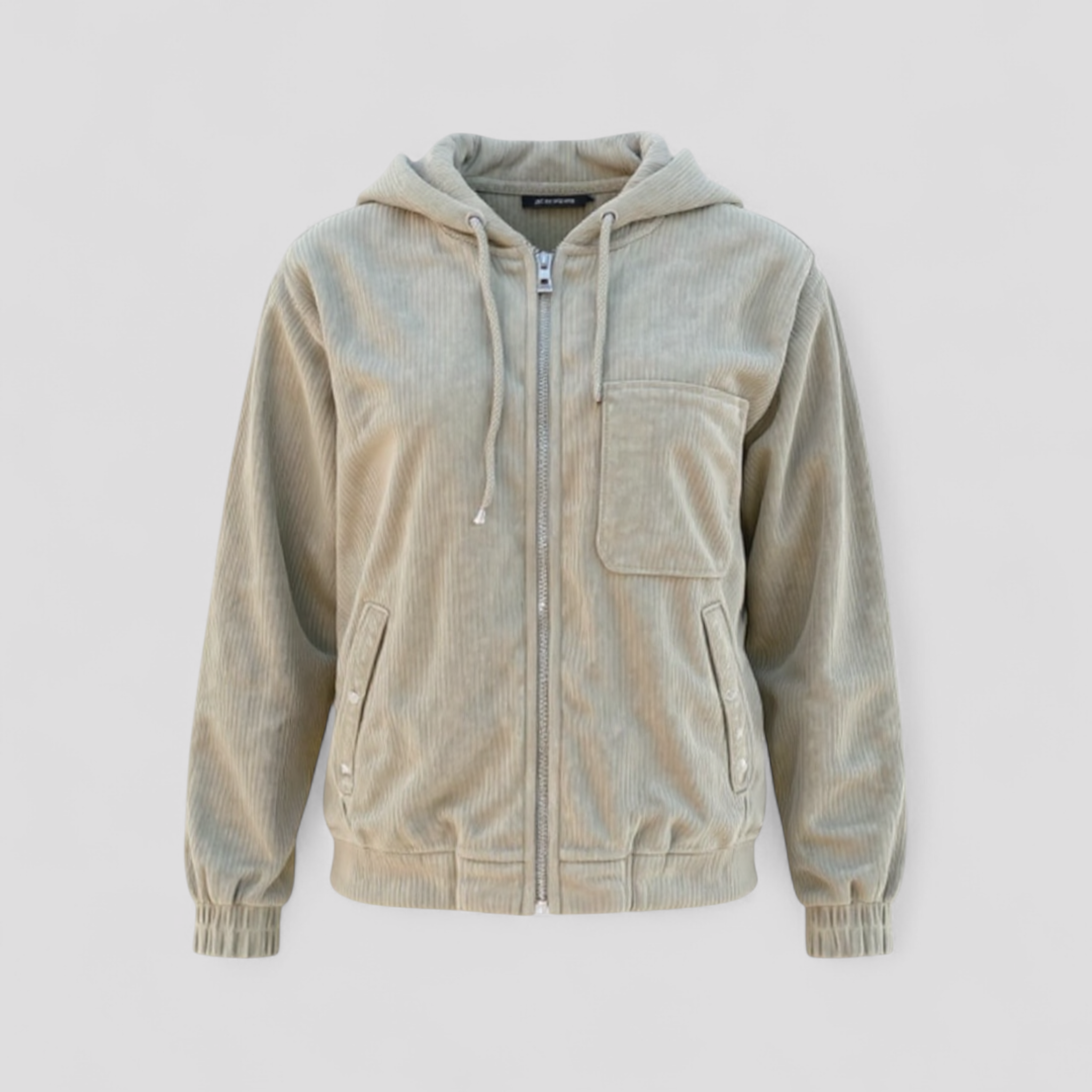 Giacca Invernale Donna con Cappuccio in Velluto - Beige - abbigliamento donna cappuccio donna giacca giacca calda giacca comoda giacca con zip giacca donna giacca invernale giacca per inverno giacca velluto a coste giacca versatile invernale stile retrò velluto women's coats & jackets - Concept Palermo