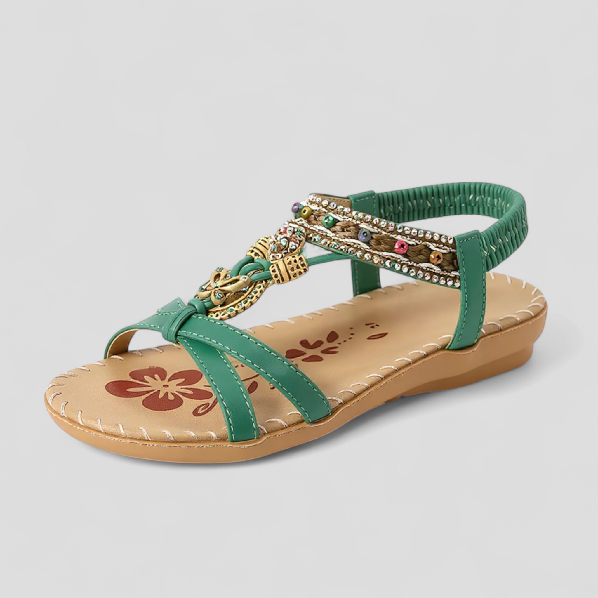 Sandali Bassi Donna Comodi in Pelle Neri - Eleganti e Versatili - Verde - bassi comodi donna sandali sandali antiscivolo sandali comfort sandali con cinturino sandali donna sandali eleganti sandali estivi sandali leggeri sandali ortopedici sandali vegan sandals scarpe da passeggio scarpe sostenibili - Concept Palermo