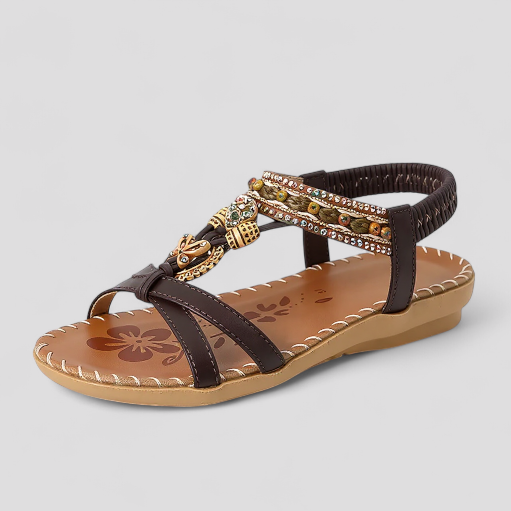 Sandali Bassi Donna Comodi in Pelle Neri - Eleganti e Versatili - Marrone scuro - bassi comodi donna sandali sandali antiscivolo sandali comfort sandali con cinturino sandali donna sandali eleganti sandali estivi sandali leggeri sandali ortopedici sandali vegan sandals scarpe da passeggio scarpe sostenibili - Concept Palermo