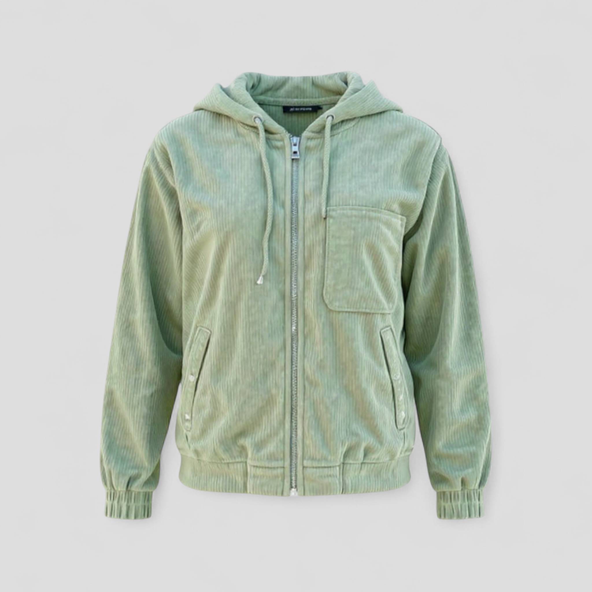 Giacca Invernale Donna con Cappuccio in Velluto - Verde - abbigliamento donna cappuccio donna giacca giacca calda giacca comoda giacca con zip giacca donna giacca invernale giacca per inverno giacca velluto a coste giacca versatile invernale stile retrò velluto women's coats & jackets - Concept Palermo