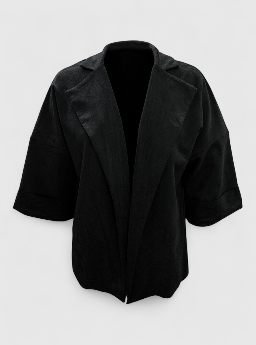Cardigan Donna in Suede Sintetico - Nero - autunno cardigan cardigan da donna cardigan donna casual collo a revers donna fashion moda primavera sintetico suede suede sintetico versatile - Concept Palermo