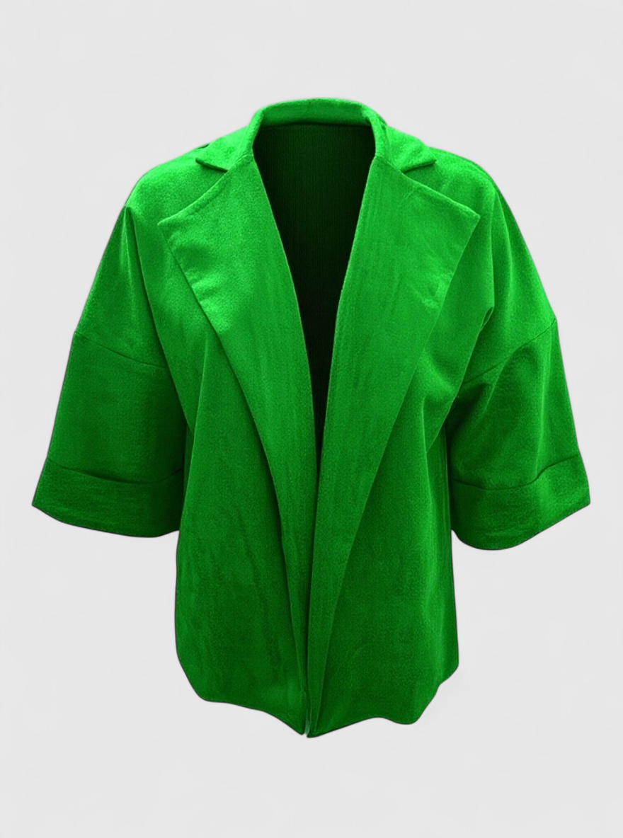 Cardigan Donna in Suede Sintetico - Verde chiaro - autunno cardigan cardigan da donna cardigan donna casual collo a revers donna fashion moda primavera sintetico suede suede sintetico versatile - Concept Palermo