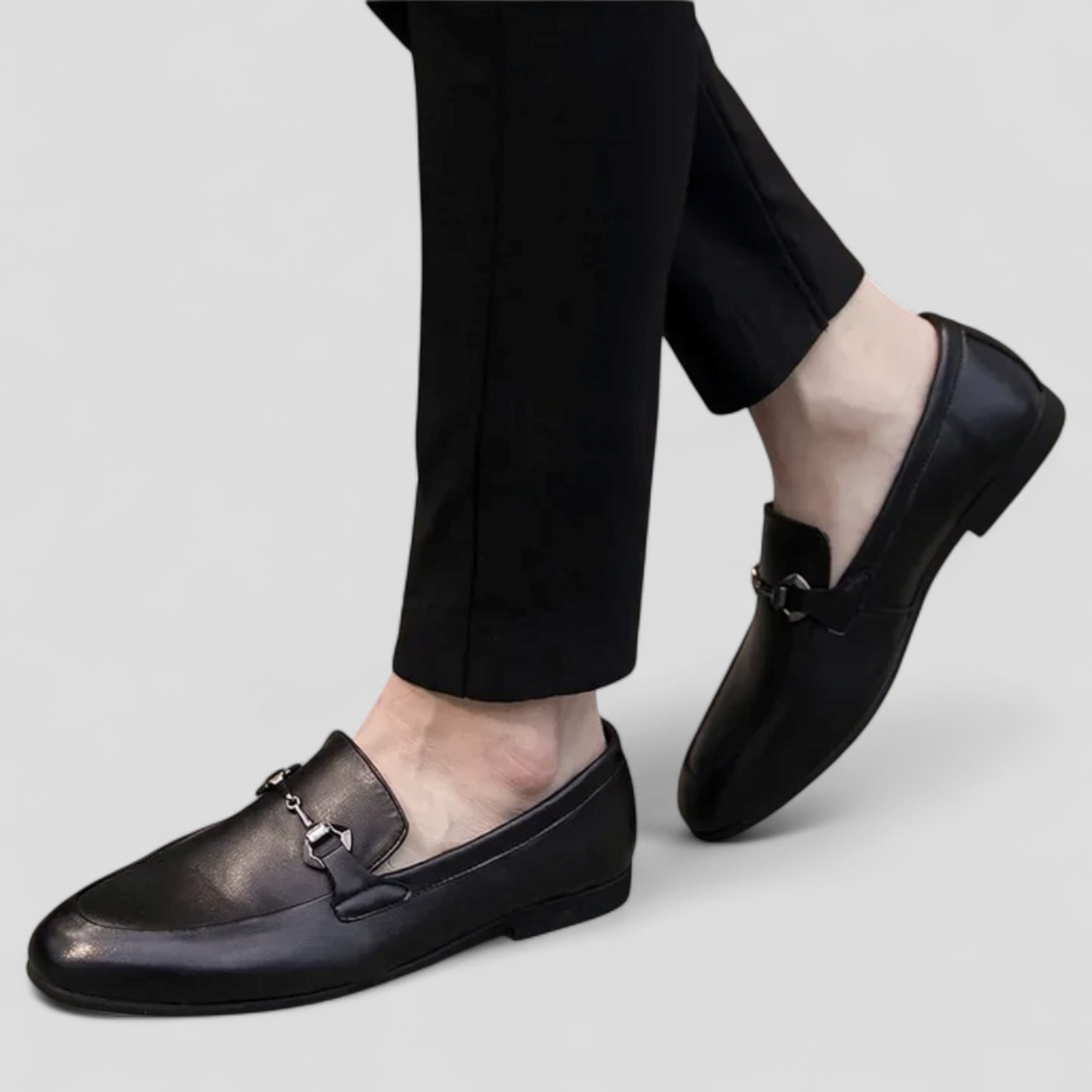 Mocassini classici da uomo in pelle nera con fibbia decorativa - - classici decorativa fibbia Men's Shoes mocassini mocassini classici nera pelle shoes Shoes men - Concept Palermo