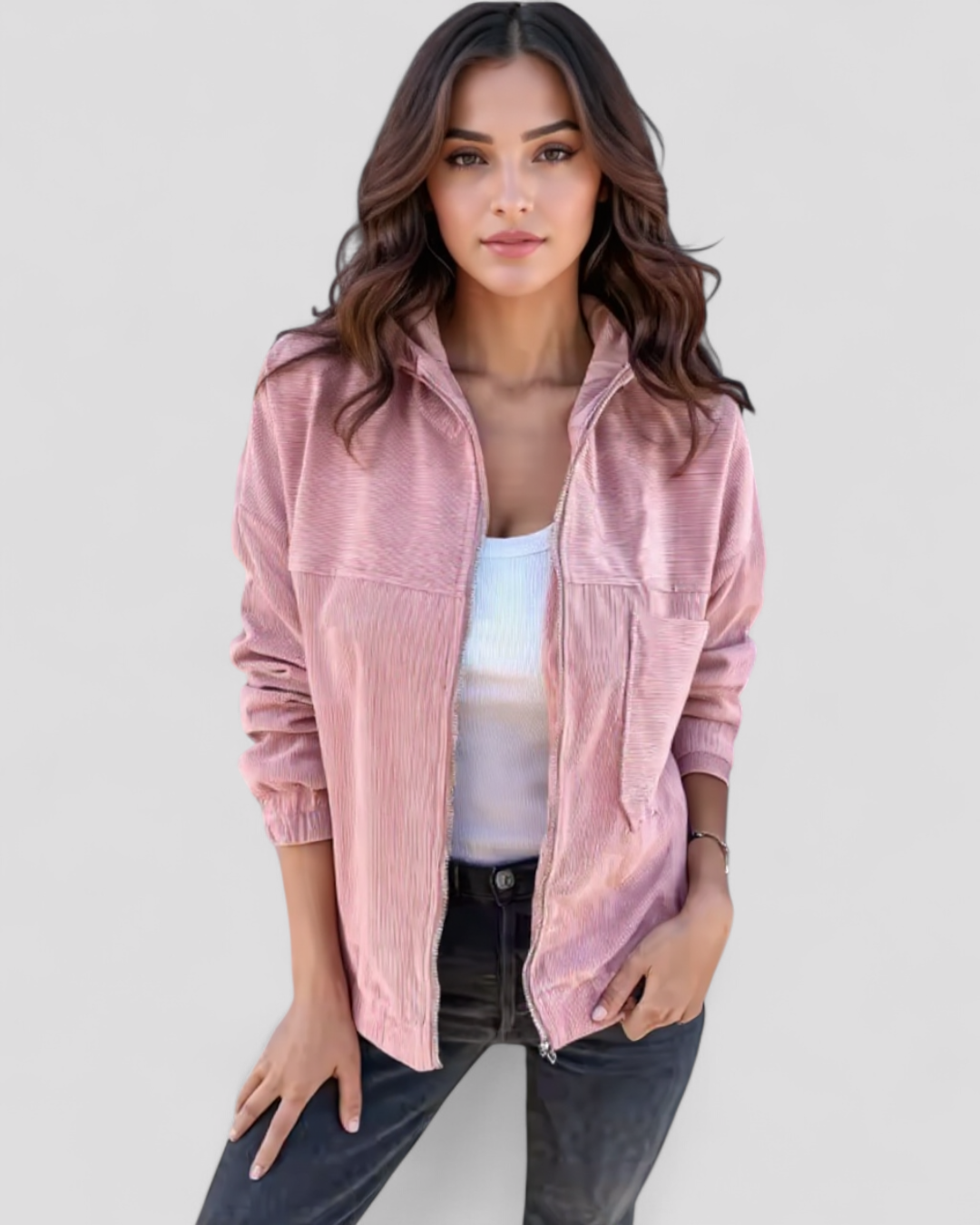 Giacca Invernale Donna con Cappuccio in Velluto - - abbigliamento donna cappuccio donna giacca giacca calda giacca comoda giacca con zip giacca donna giacca invernale giacca per inverno giacca velluto a coste giacca versatile invernale stile retrò velluto women's coats & jackets - Concept Palermo