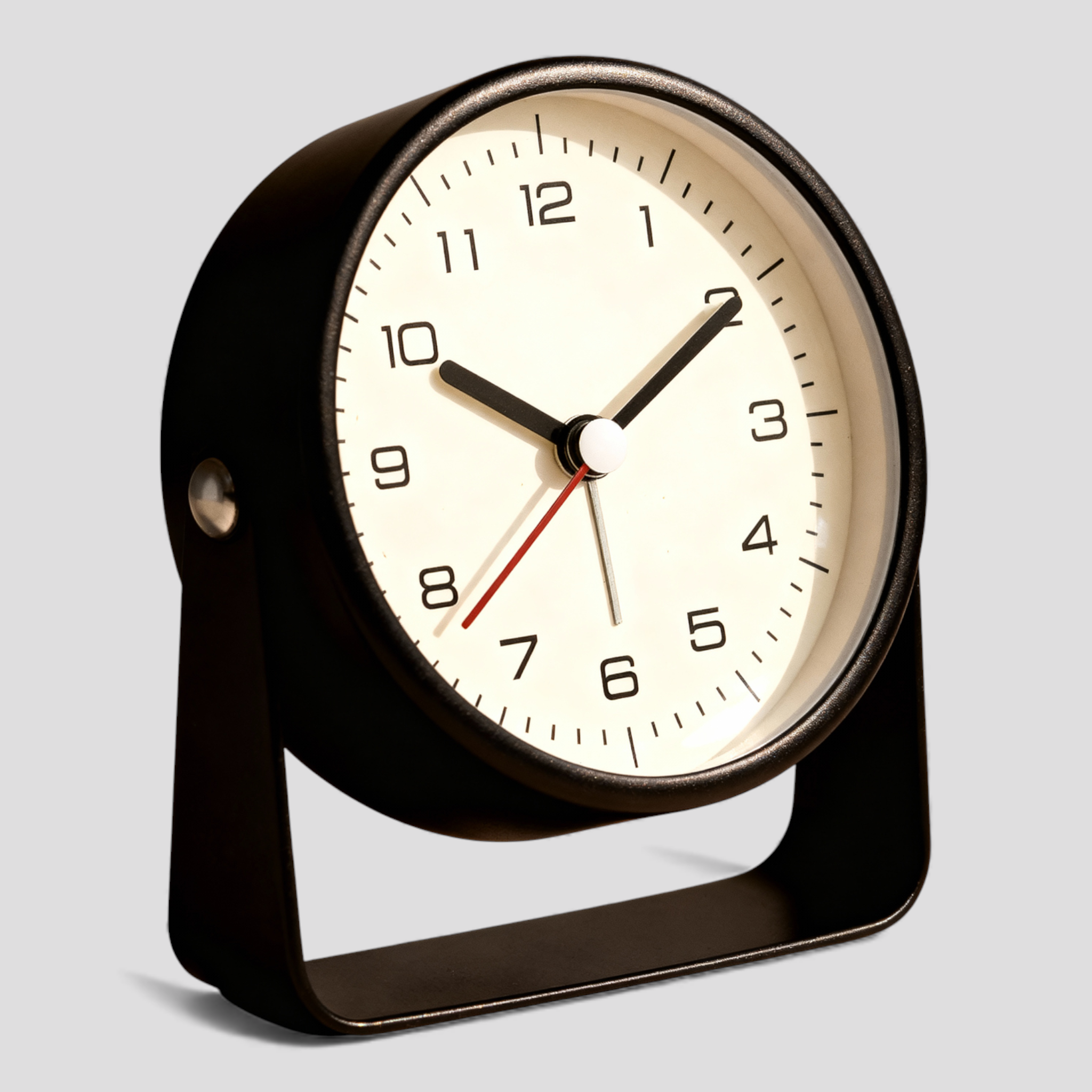 Sveglia analogica silenziosa nera vintage in lino - Stile retrò per camera da letto