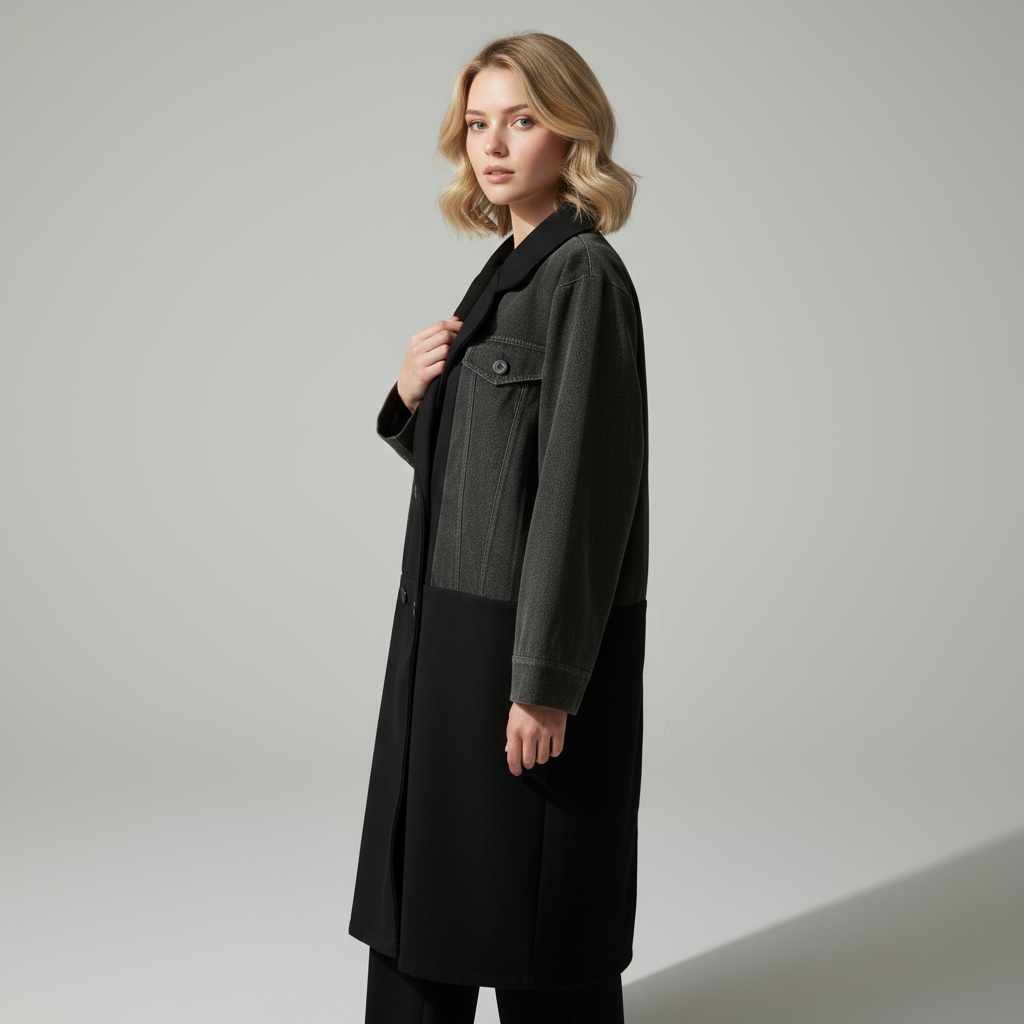 Cappotto Lungo Donna Doppio Petto Poliestere - - cappotti e giacche da donna cappotto cappotto autunno cappotto coloreblock cappotto denim cappotto donna cappotto doppio petto cappotto elegante cappotto primavera cappotto versatile donna doppio giacca a maniche lunghe giacca donna petto poliestere - Concept Palermo