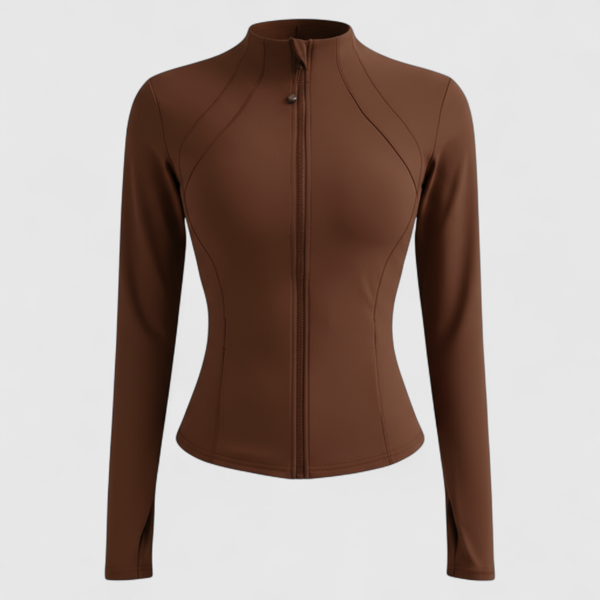 Giacca Sportiva Slim Fit per Donna - Camel - abbigliamento sportivo donna giacca giacca con zip giacca corsa giacca fitness giacca lunga manica giacca palestra giacca slim fit giacca sportiva giacca sportiva donna giacca traspirante giacca yoga slim sportiva women's sportswear - Concept Palermo