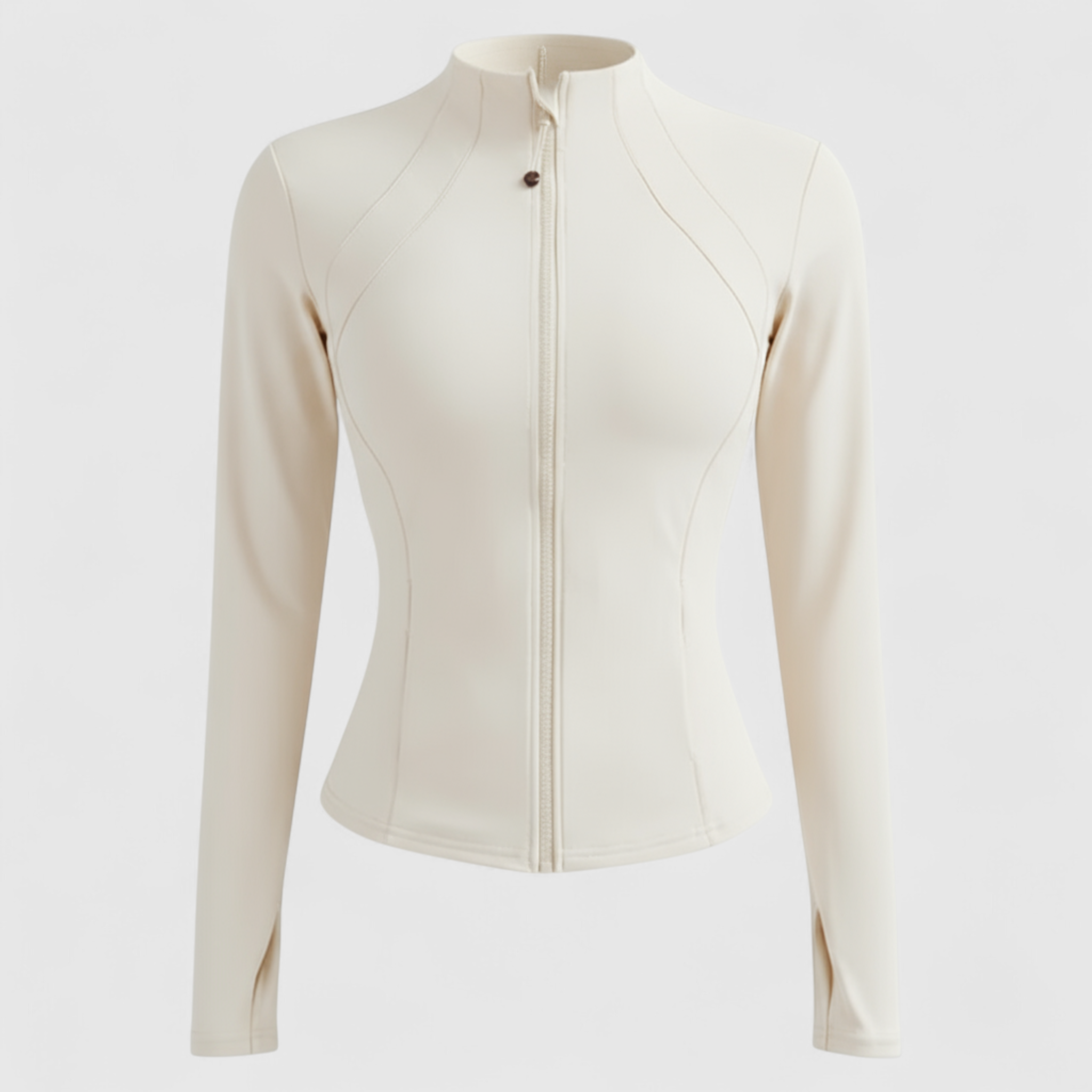 Giacca Sportiva Slim Fit per Donna - Avorio - abbigliamento sportivo donna giacca giacca con zip giacca corsa giacca fitness giacca lunga manica giacca palestra giacca slim fit giacca sportiva giacca sportiva donna giacca traspirante giacca yoga slim sportiva women's sportswear - Concept Palermo