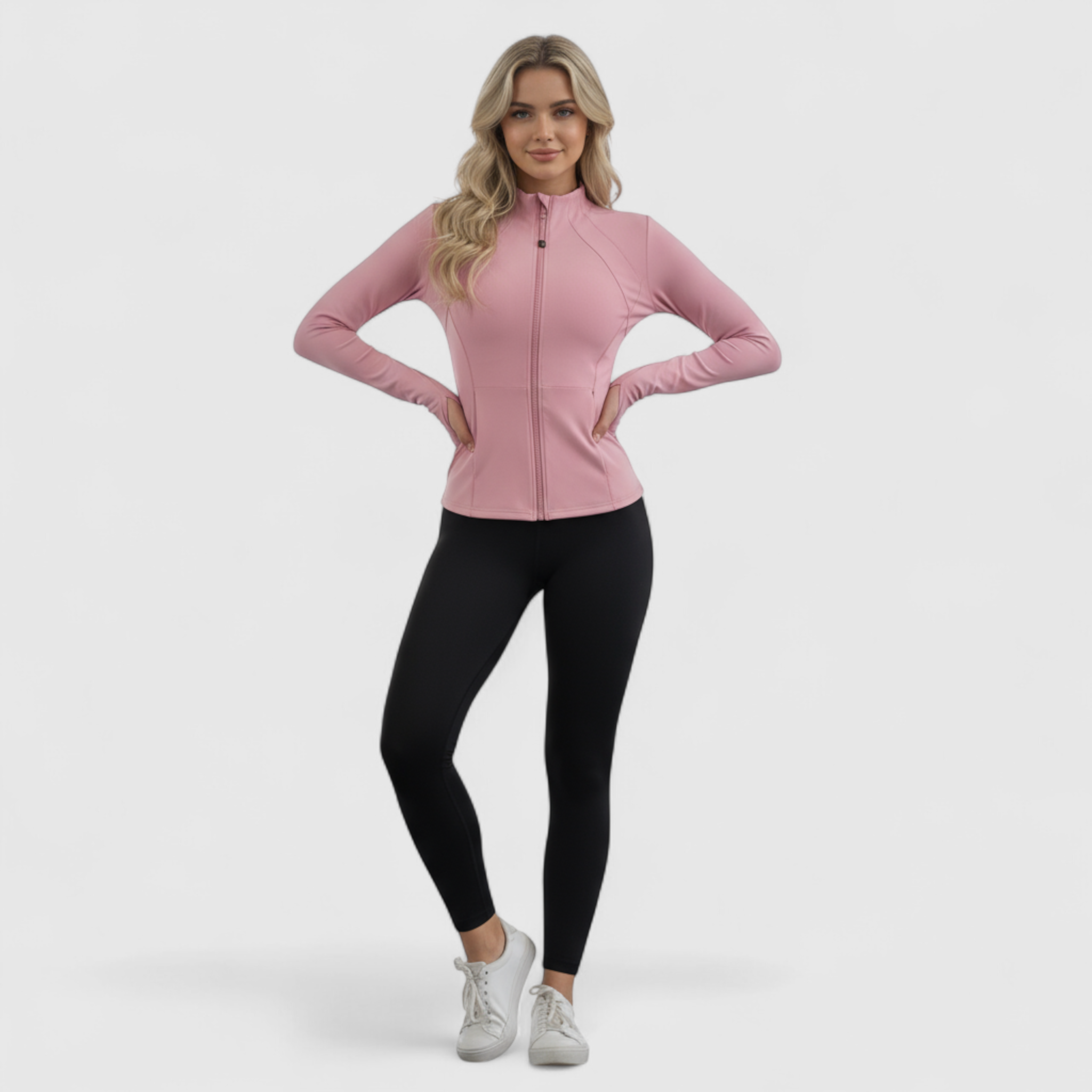 Giacca Sportiva Slim Fit per Donna - - abbigliamento sportivo donna giacca giacca con zip giacca corsa giacca fitness giacca lunga manica giacca palestra giacca slim fit giacca sportiva giacca sportiva donna giacca traspirante giacca yoga slim sportiva women's sportswear - Concept Palermo