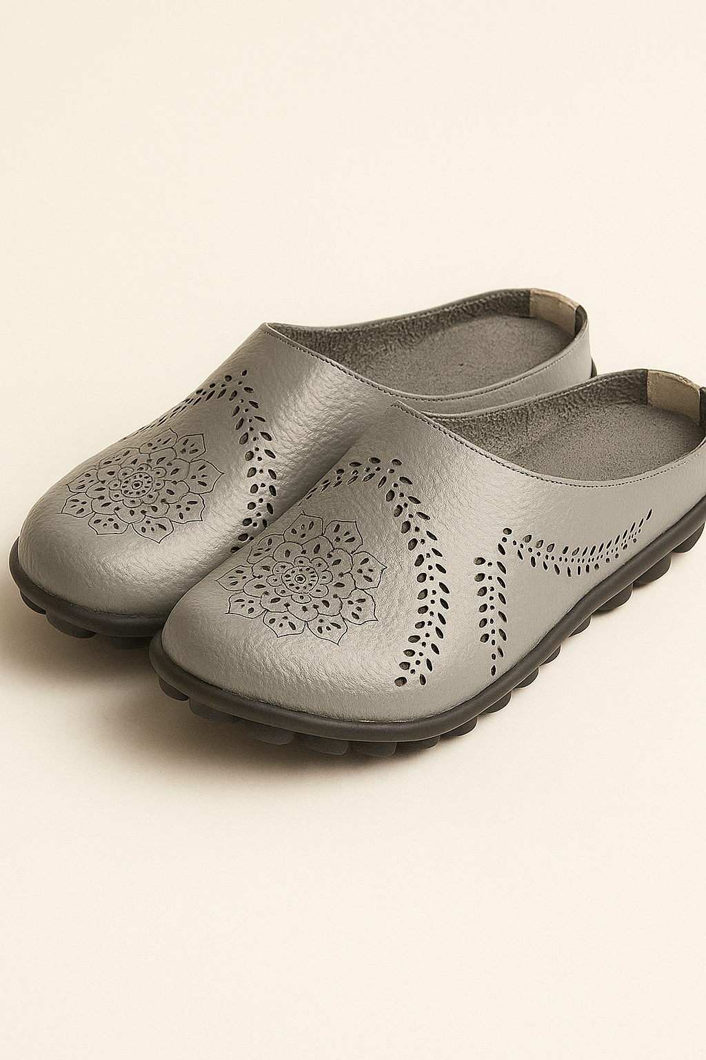Ciabatte Donna Eleganti Floreali Comfort con Suola Flessibile - Grigio - ciabatte ciabatte donna close sandals donna fashion flessibile Frauen Sandalen motivo Sandals suola women - Concept Palermo