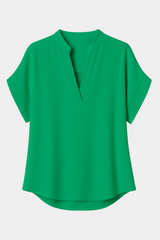 Heren zomerhemd met V-hals, lichte casual blouse met korte mouwen