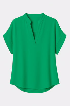 Camicia Estiva Uomo con Scollo a V, Blusa Leggera Casual a Maniche Corte - Verde - Blouse blusa blusa estiva estiva fashion Linen Men scollo Solid Tops uomo women women's top clothes - Concept Palermo