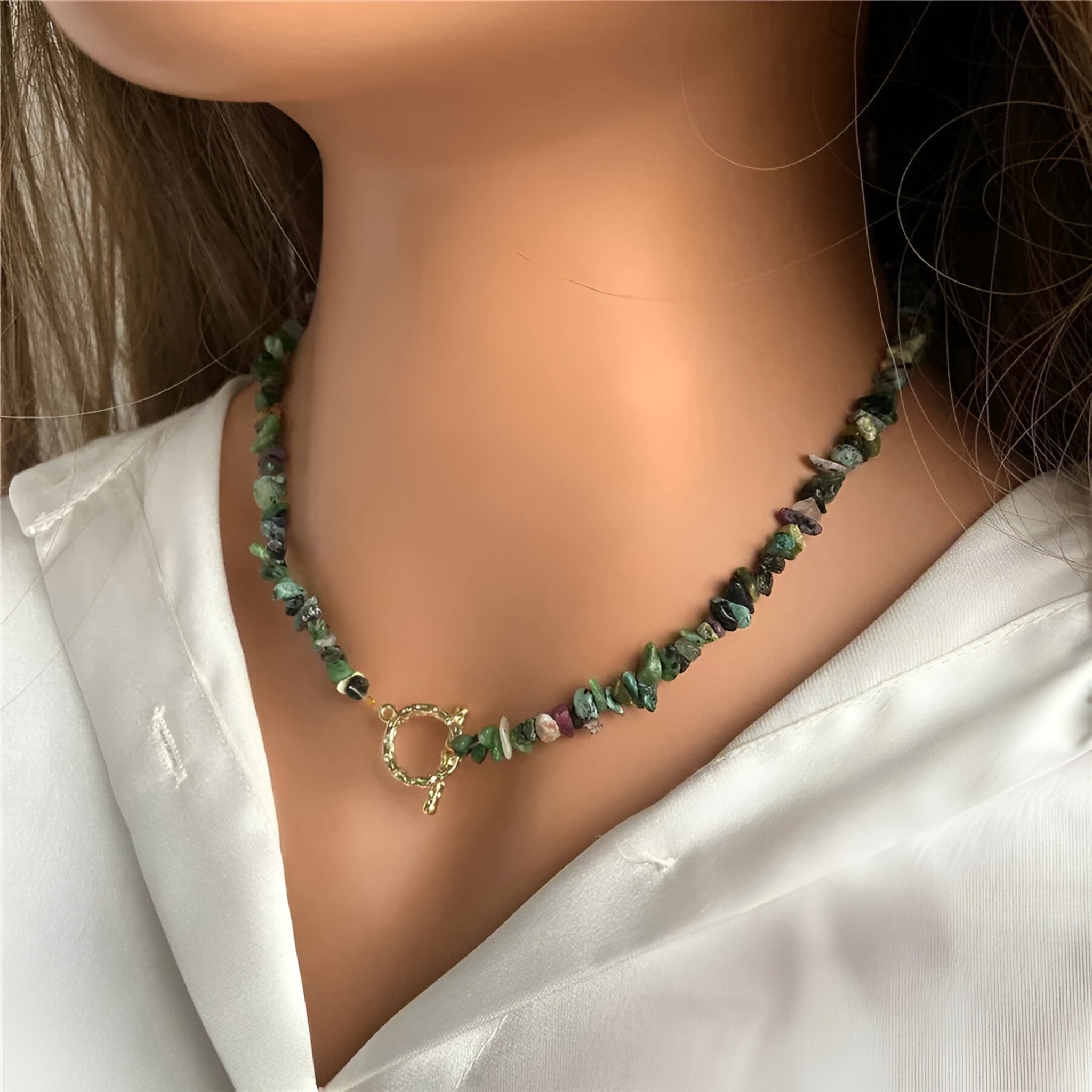 Collana di pietre semipreziose bohemien con pietra naturale e grani di pietra Lana Donna - - bohemien collana collana pietre donna grani jewelry lana naturale NECKLACES Necklaces for Women - Concept Palermo