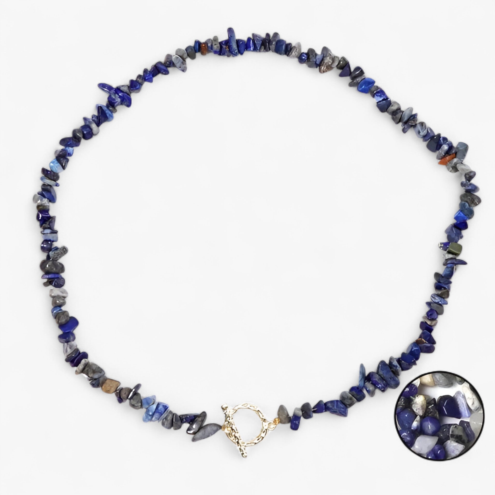 Collana di pietre semipreziose bohemien con pietra naturale e grani di pietra Lana Donna - Sodalite - bohemien collana collana pietre donna grani jewelry lana naturale NECKLACES Necklaces for Women - Concept Palermo