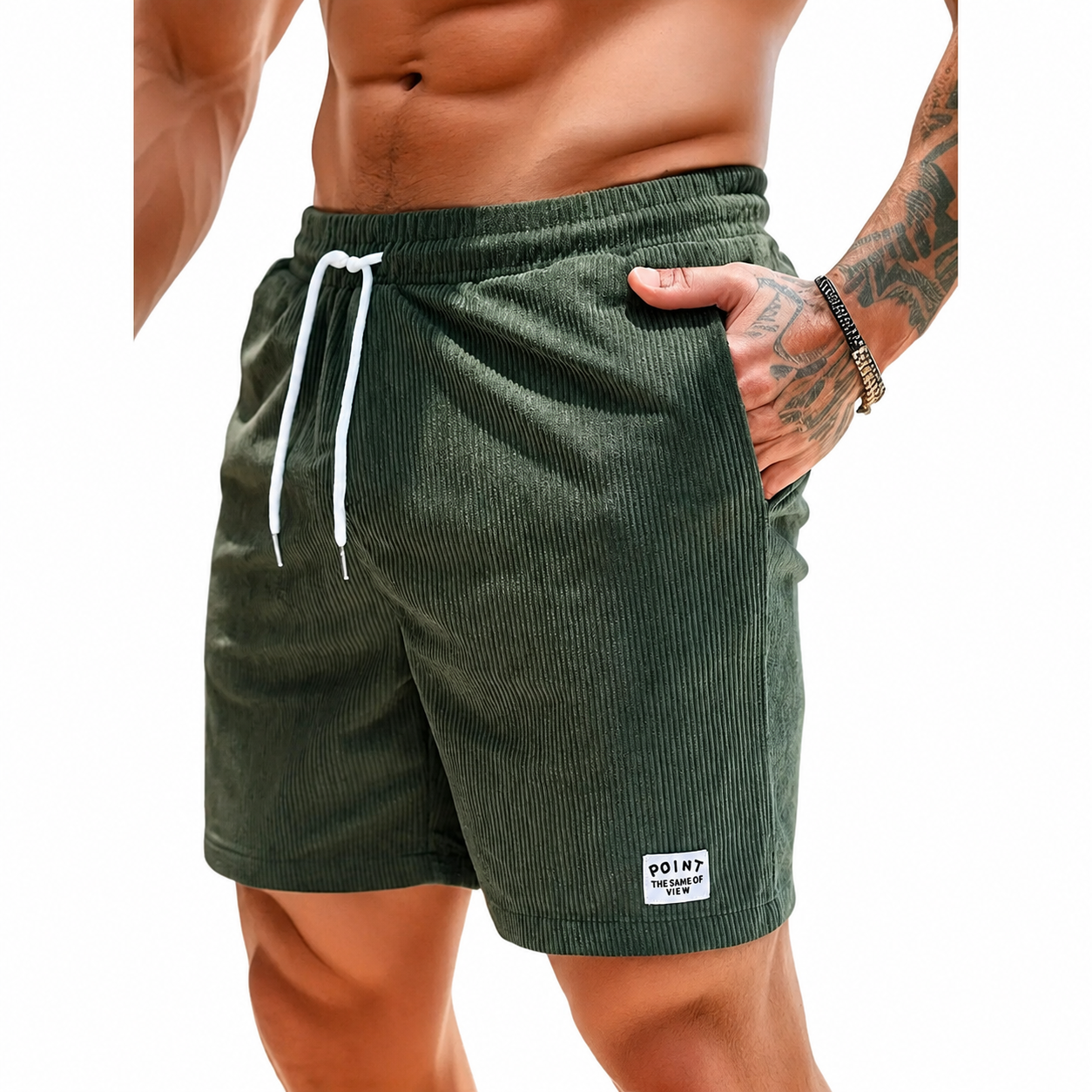 Heren Shorts met Elastische Taille en Koordjes, Relaxed Fit - - casual drawstring elastic waist elastische taille heren koordjes men's shorts relaxed fit shorts vrijetijd zomer - Laarhout Mode