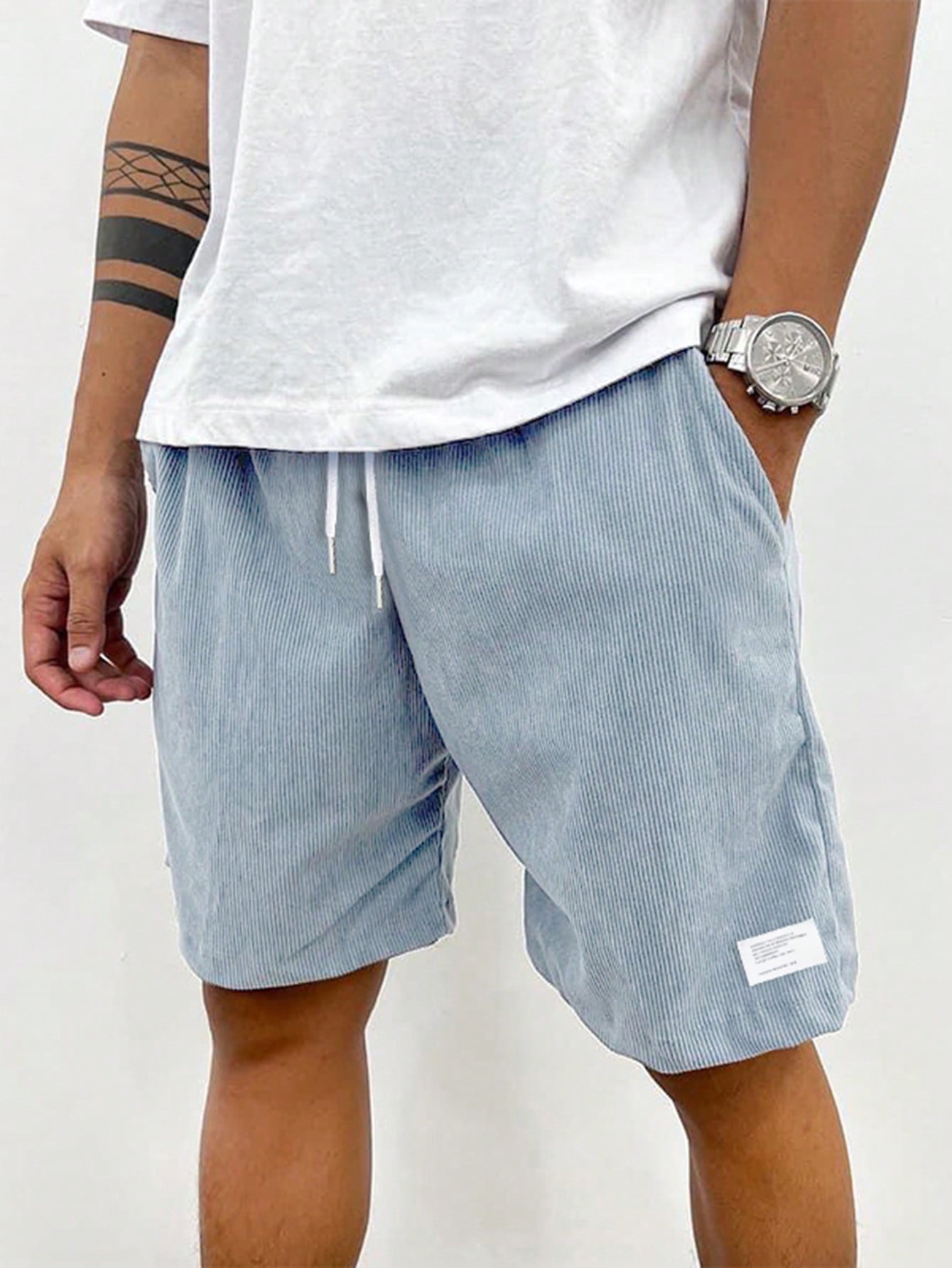 Heren Shorts met Elastische Taille en Koordjes, Relaxed Fit - - casual drawstring elastic waist elastische taille heren koordjes men's shorts relaxed fit shorts vrijetijd zomer - Laarhout Mode