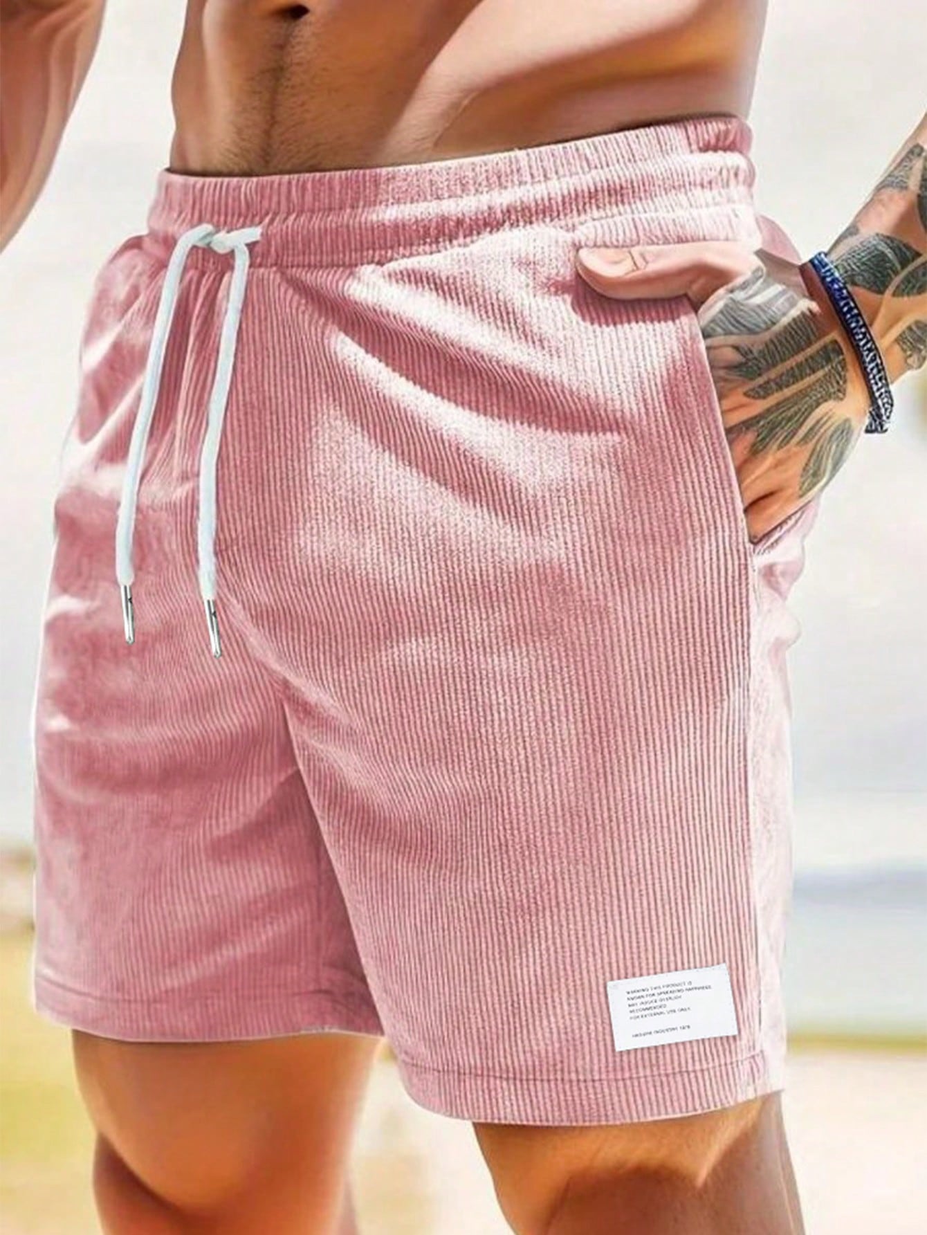 Heren Shorts met Elastische Taille en Koordjes, Relaxed Fit - - casual drawstring shorts elastic waist elastische taille heren koordjes men's shorts relaxed fit shorts vrijetijd zomer - Laarhout Mode