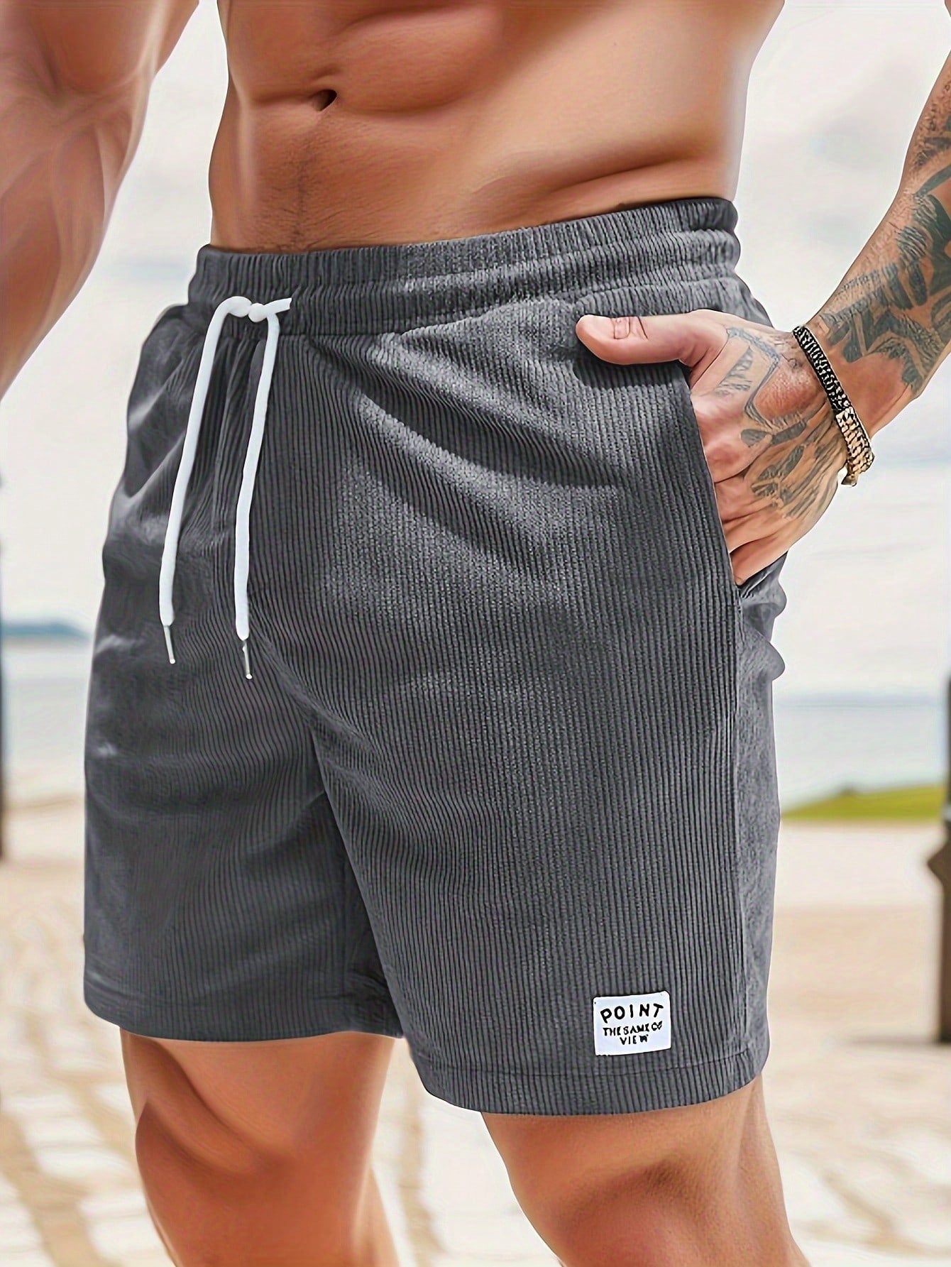 Heren Shorts met Elastische Taille en Koordjes, Relaxed Fit - - casual drawstring shorts elastic waist elastische taille heren koordjes men's shorts relaxed fit shorts vrijetijd zomer - Laarhout Mode