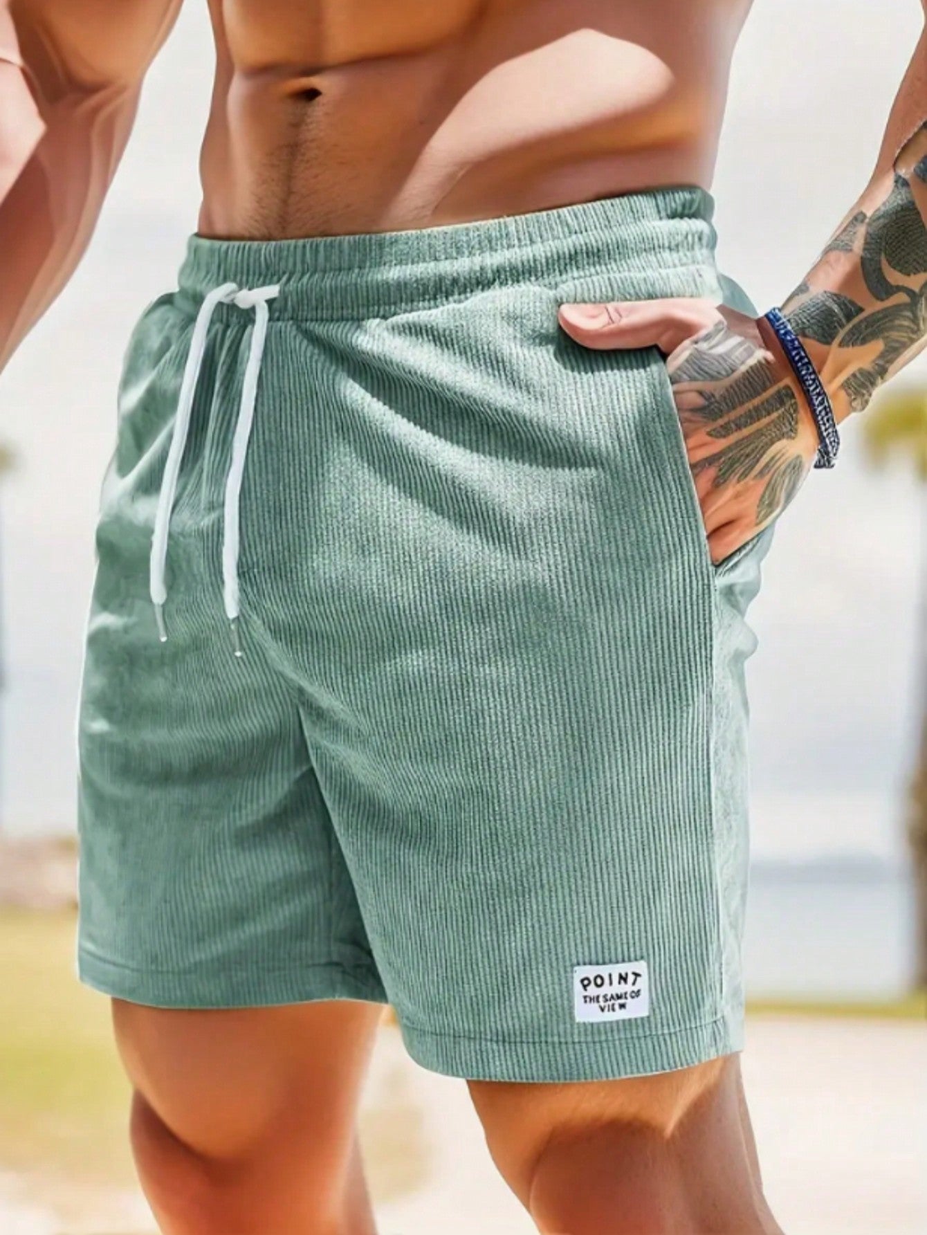 Heren Shorts met Elastische Taille en Koordjes, Relaxed Fit - - casual drawstring elastic waist elastische taille heren koordjes men's shorts relaxed fit shorts vrijetijd zomer - Laarhout Mode