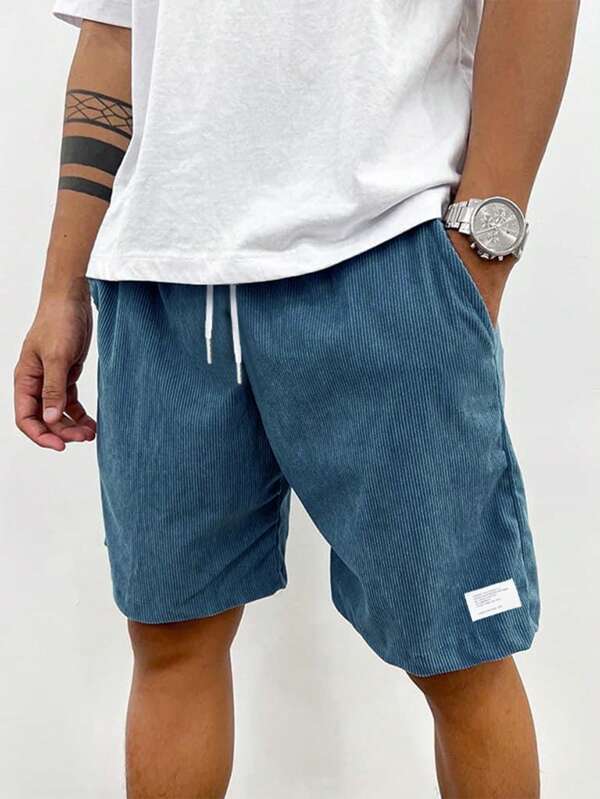 Heren Shorts met Elastische Taille en Koordjes, Relaxed Fit - - casual drawstring shorts elastic waist elastische taille heren koordjes men's shorts relaxed fit shorts vrijetijd zomer - Laarhout Mode