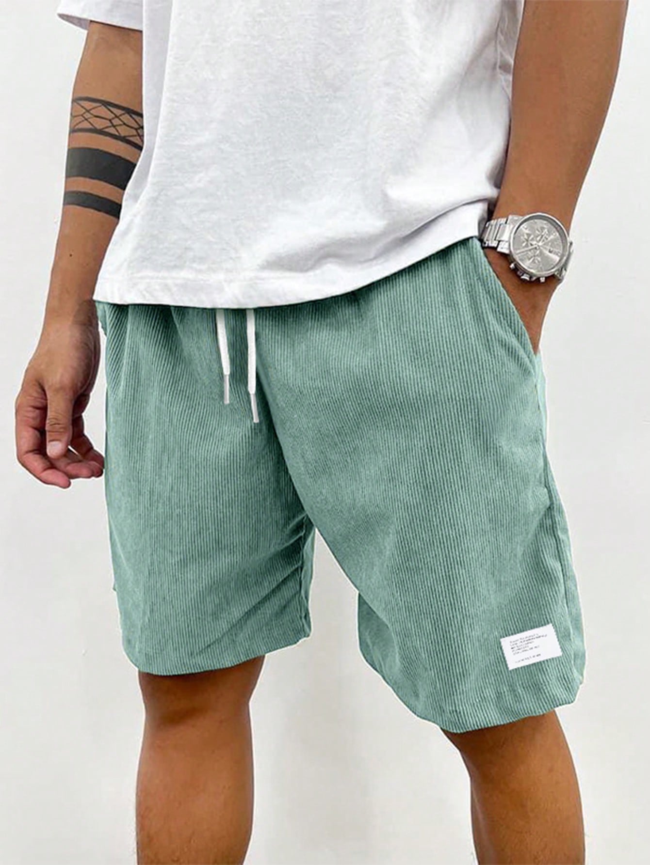 Heren Shorts met Elastische Taille en Koordjes, Relaxed Fit - - casual drawstring shorts elastic waist elastische taille heren koordjes men's shorts relaxed fit shorts vrijetijd zomer - Laarhout Mode
