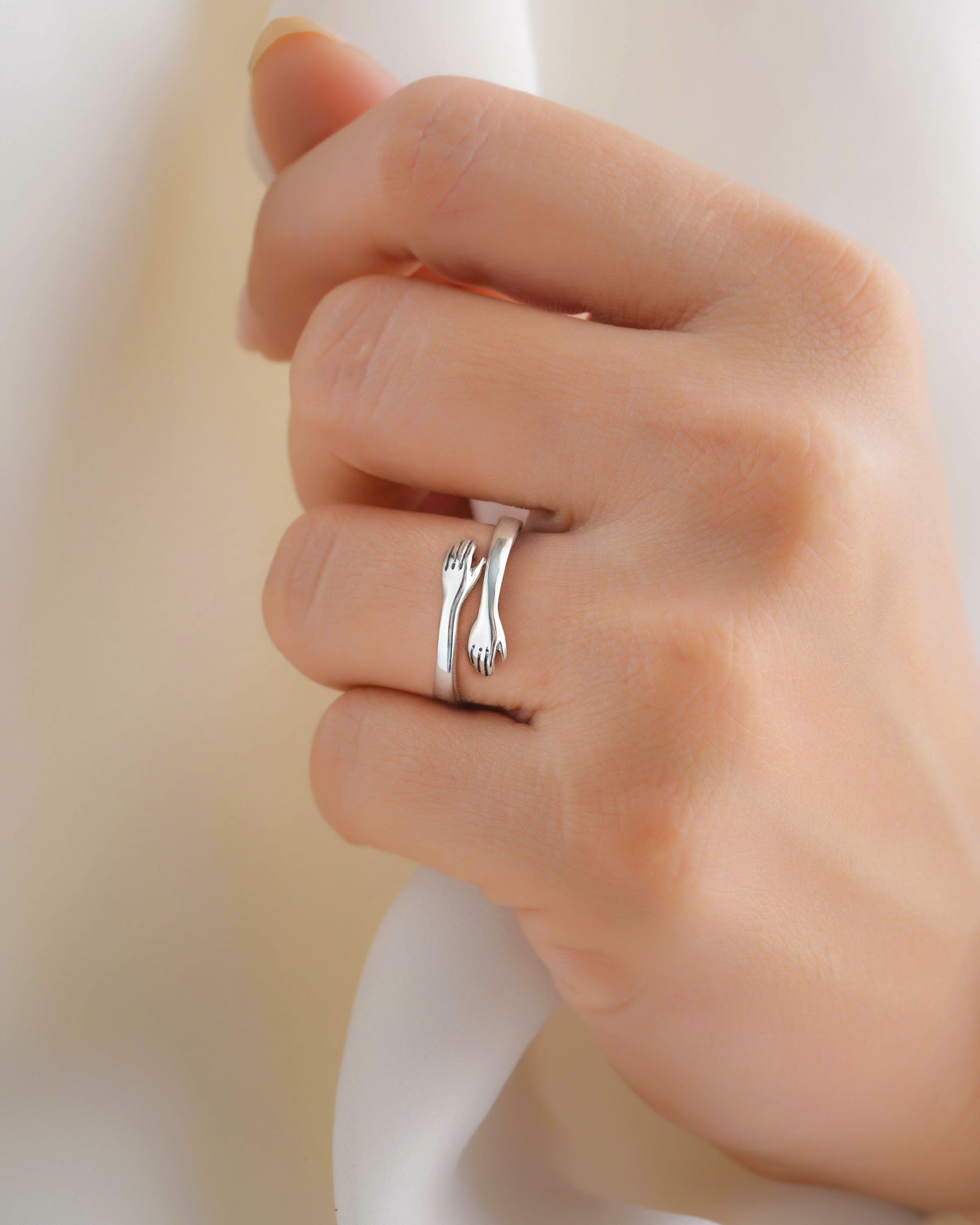 Anello Abbraccio Donna in Argento 925 Regolabile - Idea Regalo per Lei - - abbraccio anello anello abbraccio donna jewelry Ring women ring - Concept Palermo