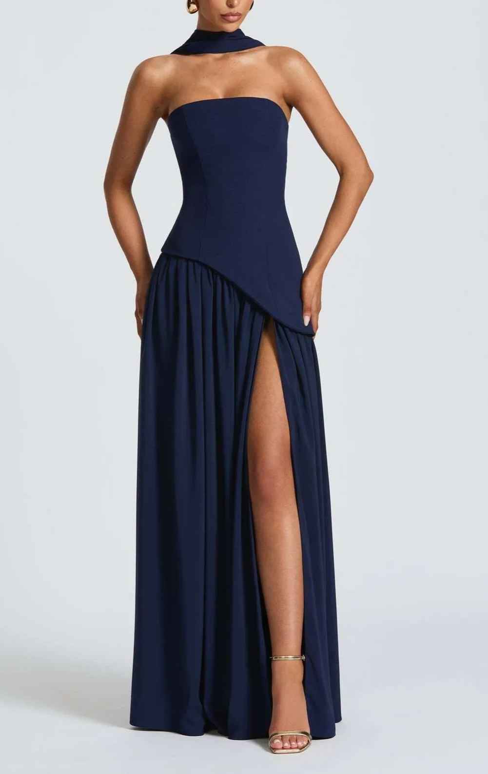 Robe longue fluide fendue femme - Élégante, confortable, sans bretelles avec ruban - Bleu Foncé - 202505 BEST202507 BEST202509 bretelles Casual Dresses cross-from-marche-lino-15834377748829 Dresses détail femme fente latérale Maxi Dresses New-google Party Dresses robe robe femme ruban SALE Vacation Dresses Wedding Guest Dresses WHZ XH25 - Concept Palermo